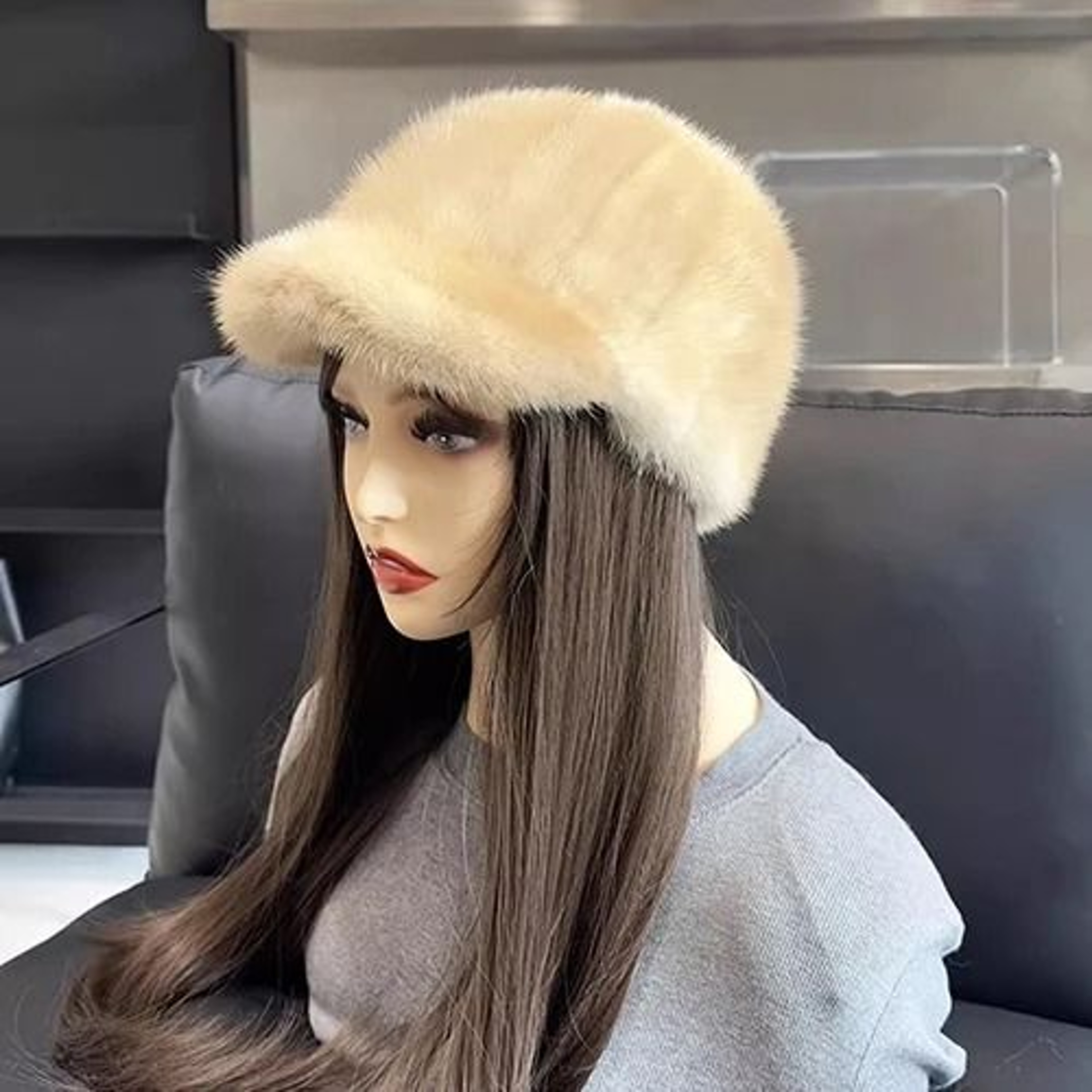 100 Genuine Mink Fur Thermal Winter Cap 12