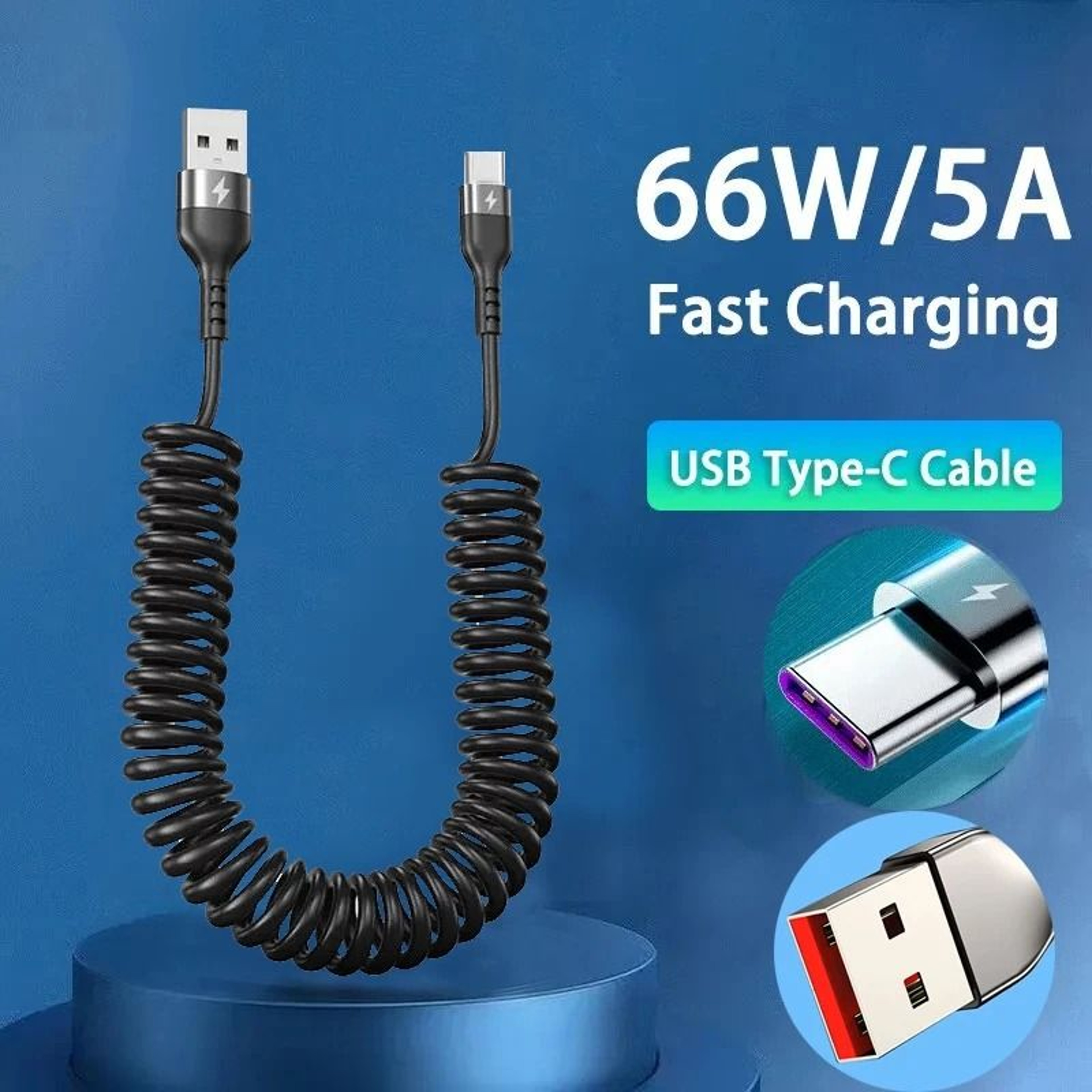 66W HighVelocity Telescopic USBC Spring Cable 7