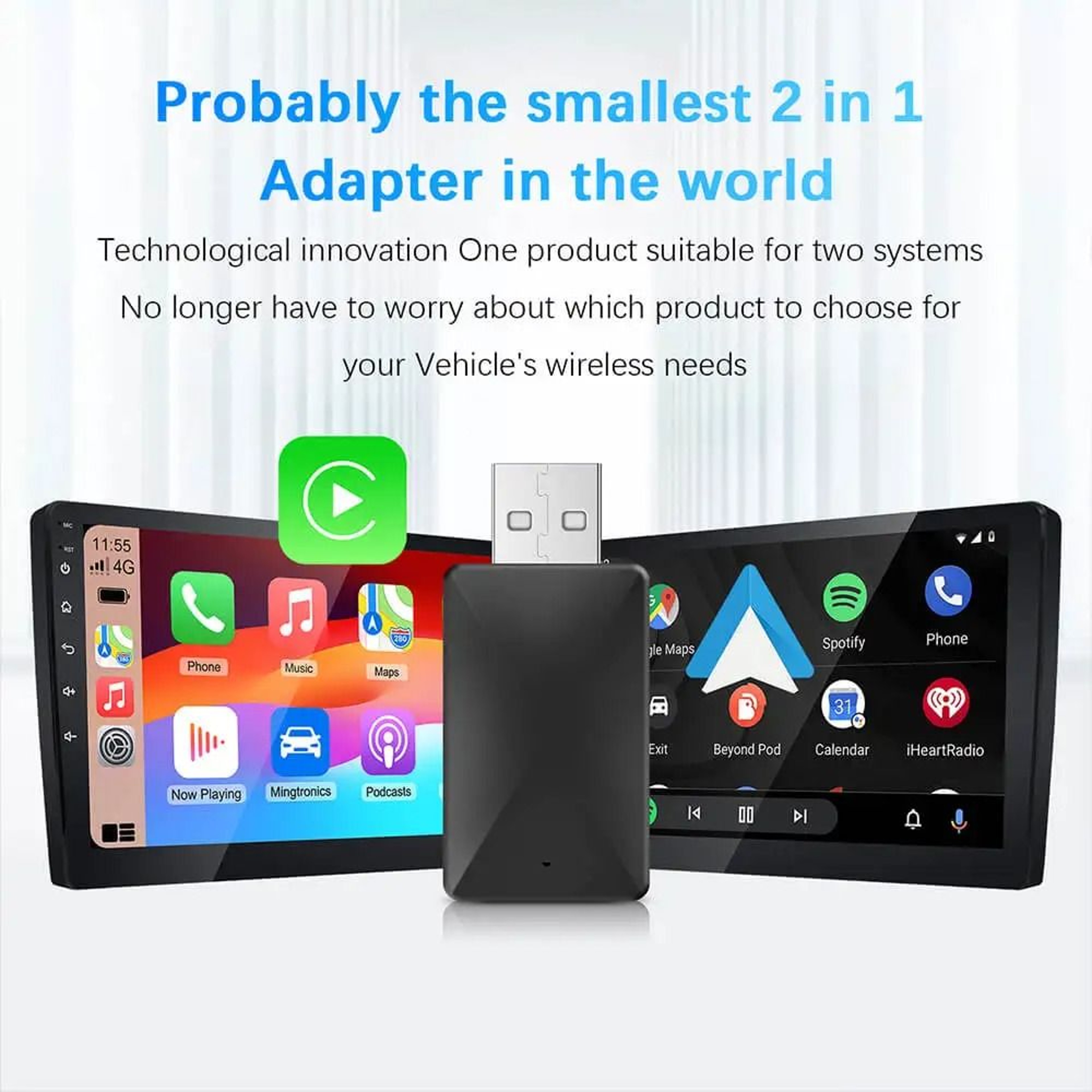 2in1 Universal Wireless CarPlay  Android Auto Adapter 2