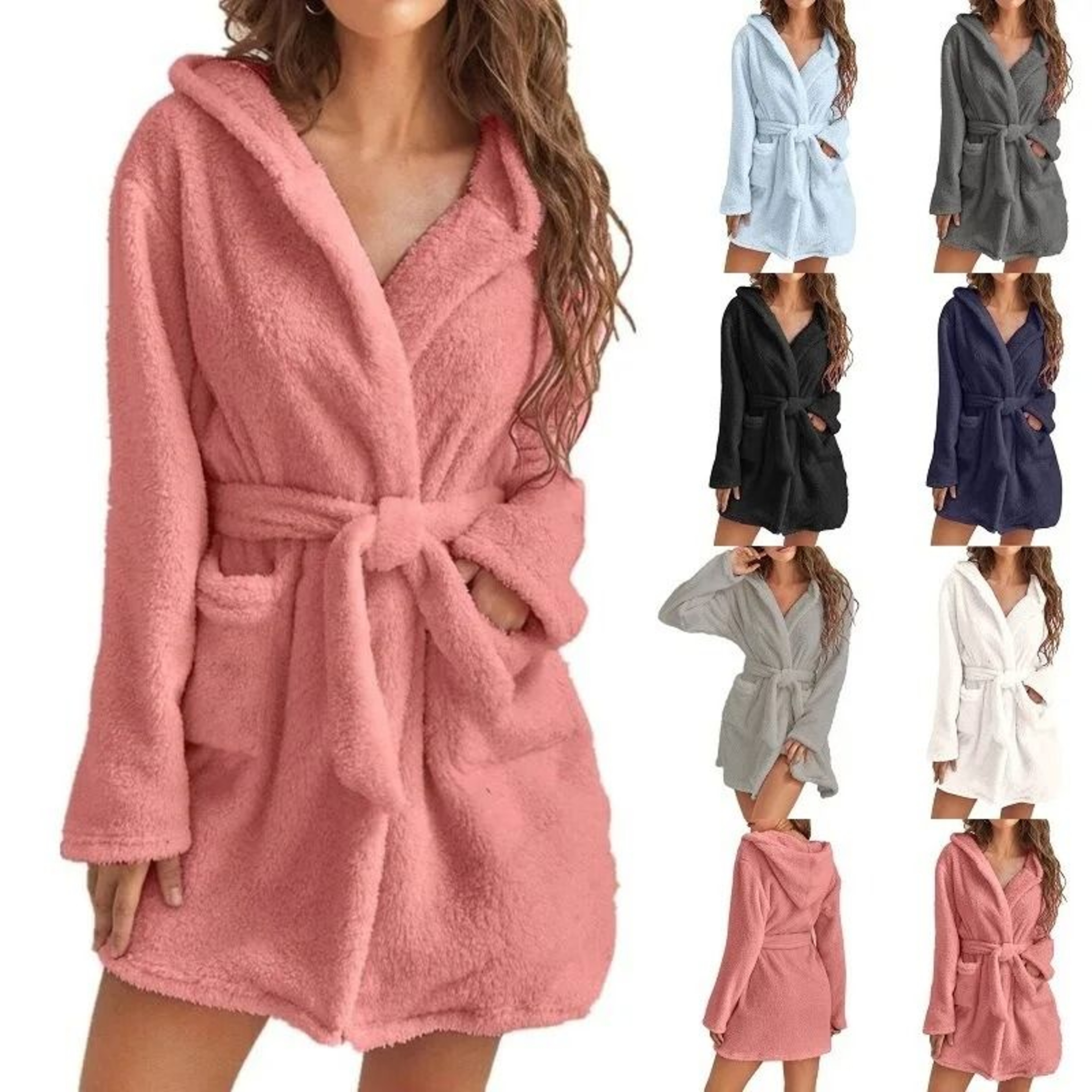 Womens UltraPlush Hooded Winter Bathrobe 0