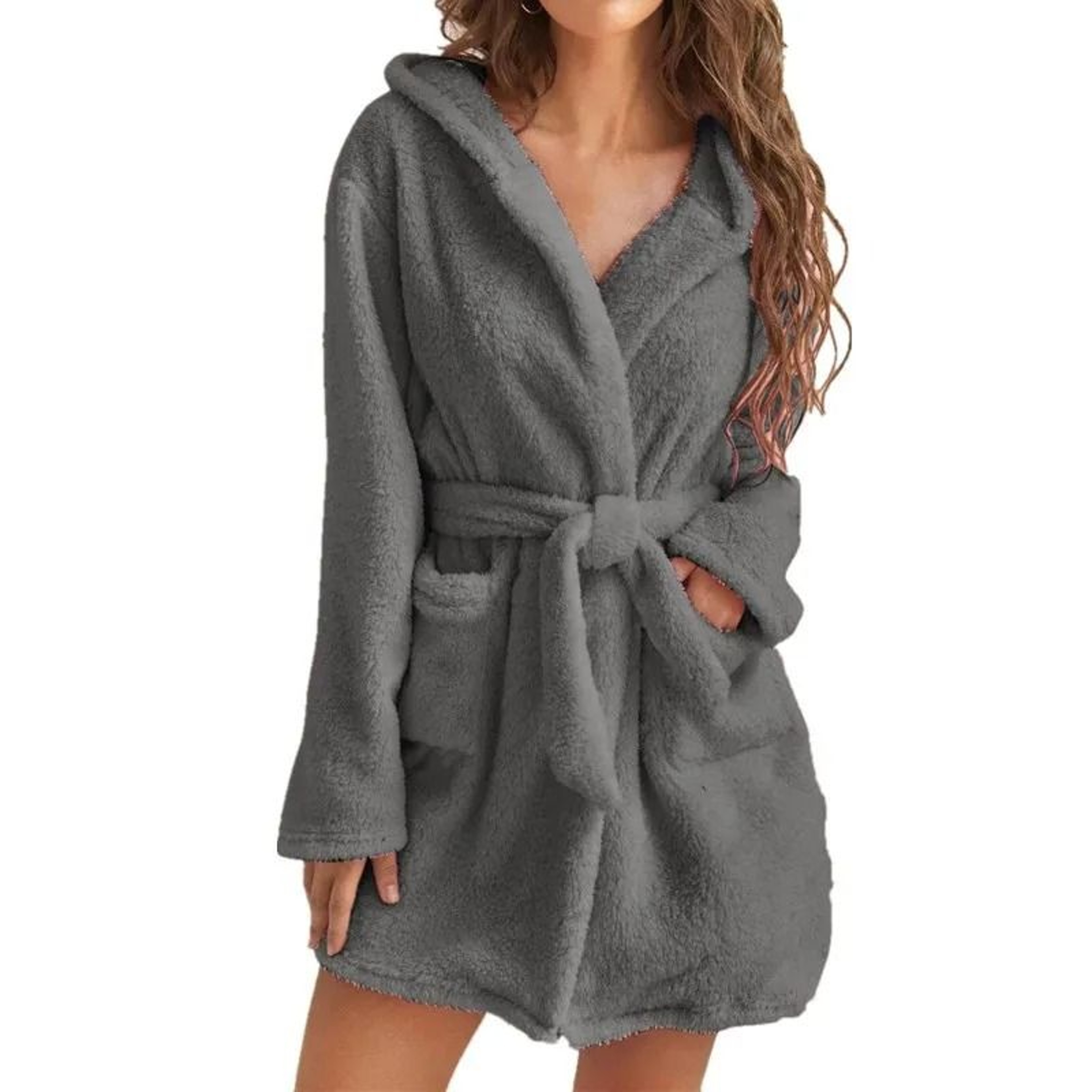 Womens UltraPlush Hooded Winter Bathrobe 11