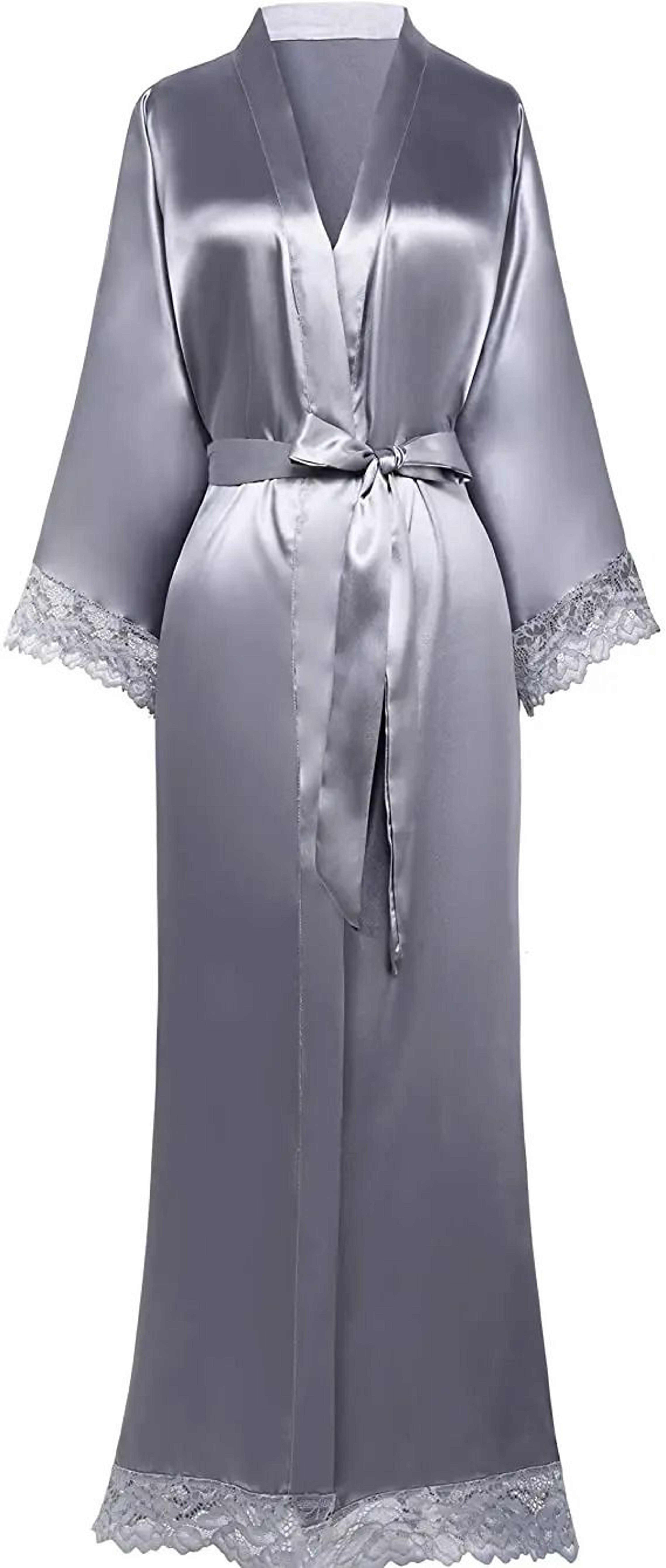 Silky Satin Lace Wedding Robe  Elegant Bridal  Bridesmaid Sleepwear 10