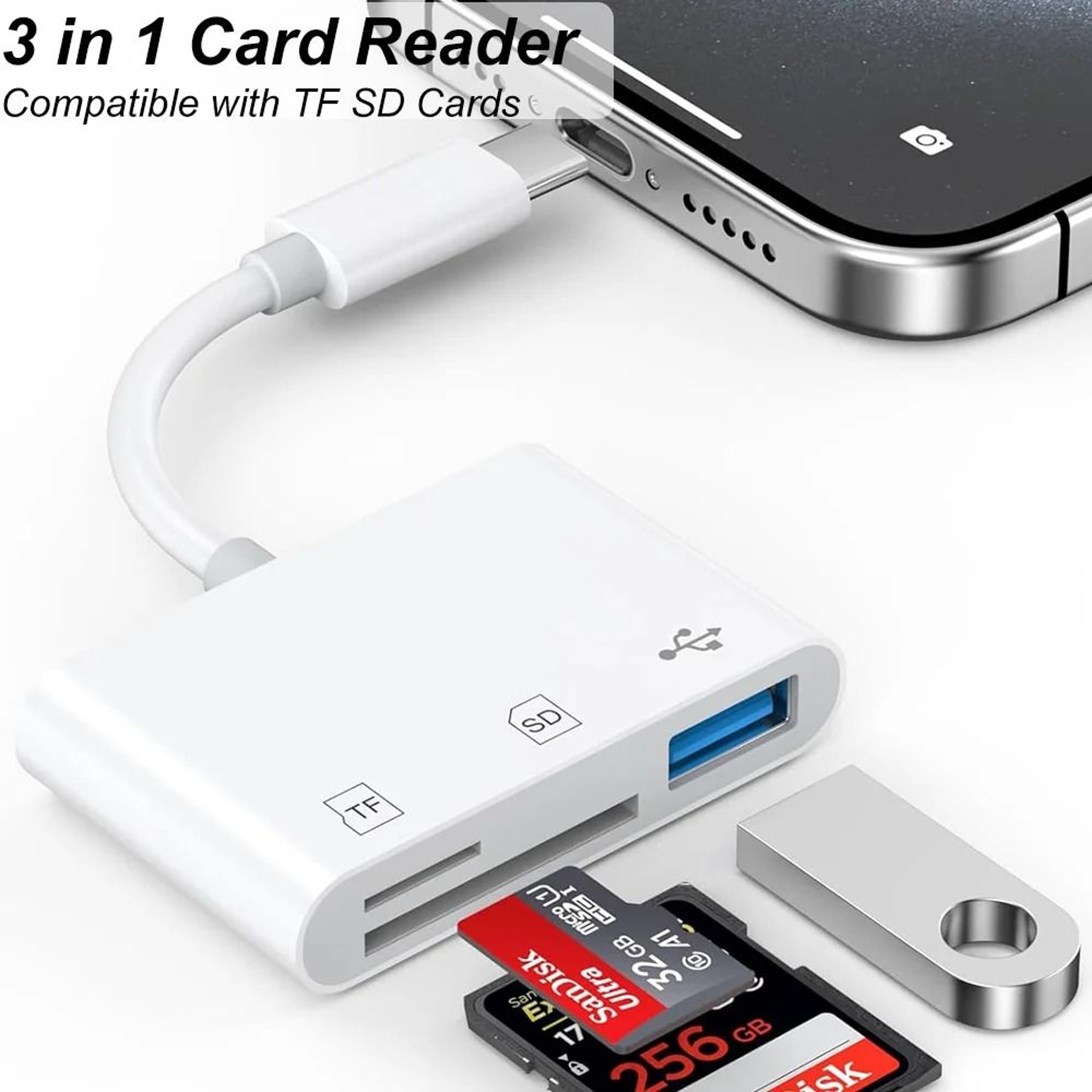 3in1 USBC Camera Card Reader  HighSpeed SDTF  USB Hub 0
