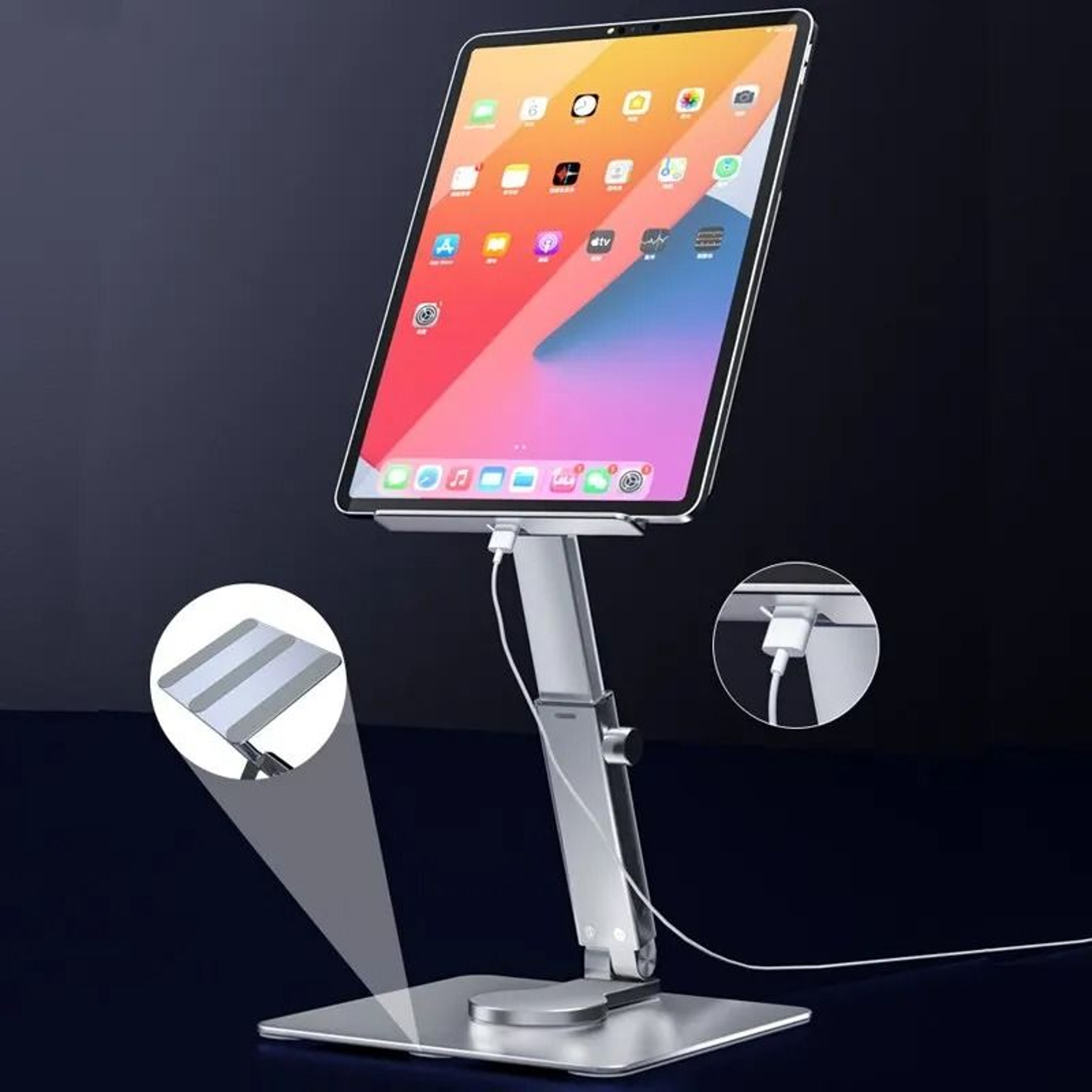Aluminum Rotating Tablet Stand  HeavyDuty 360 Desktop Riser 6