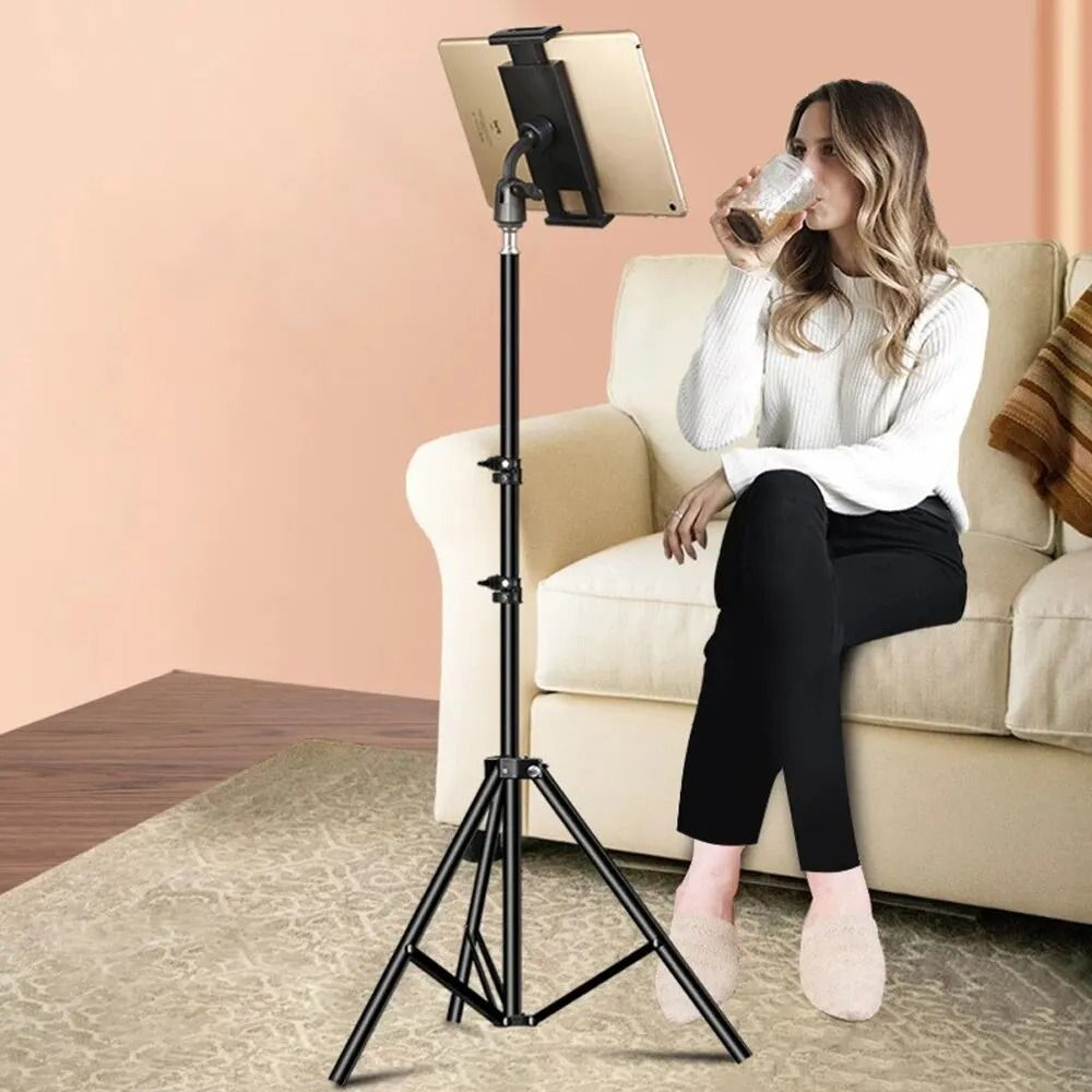 Tripod Floor Tablet Stand  Adjustable HeavyDuty Tablet Support 2