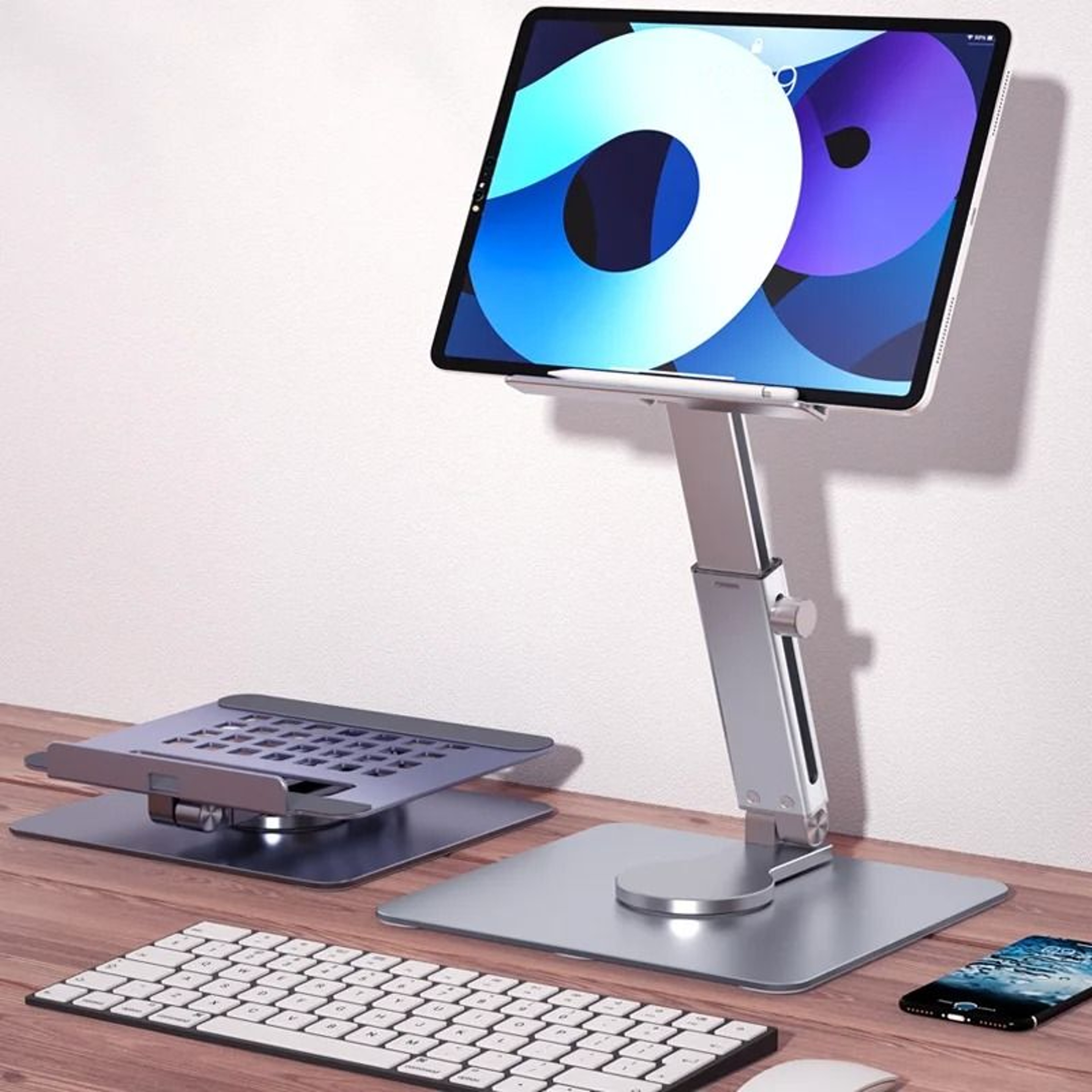 Aluminum Desktop Tablet Stand  HeavyDuty 360 Rotating Riser 1