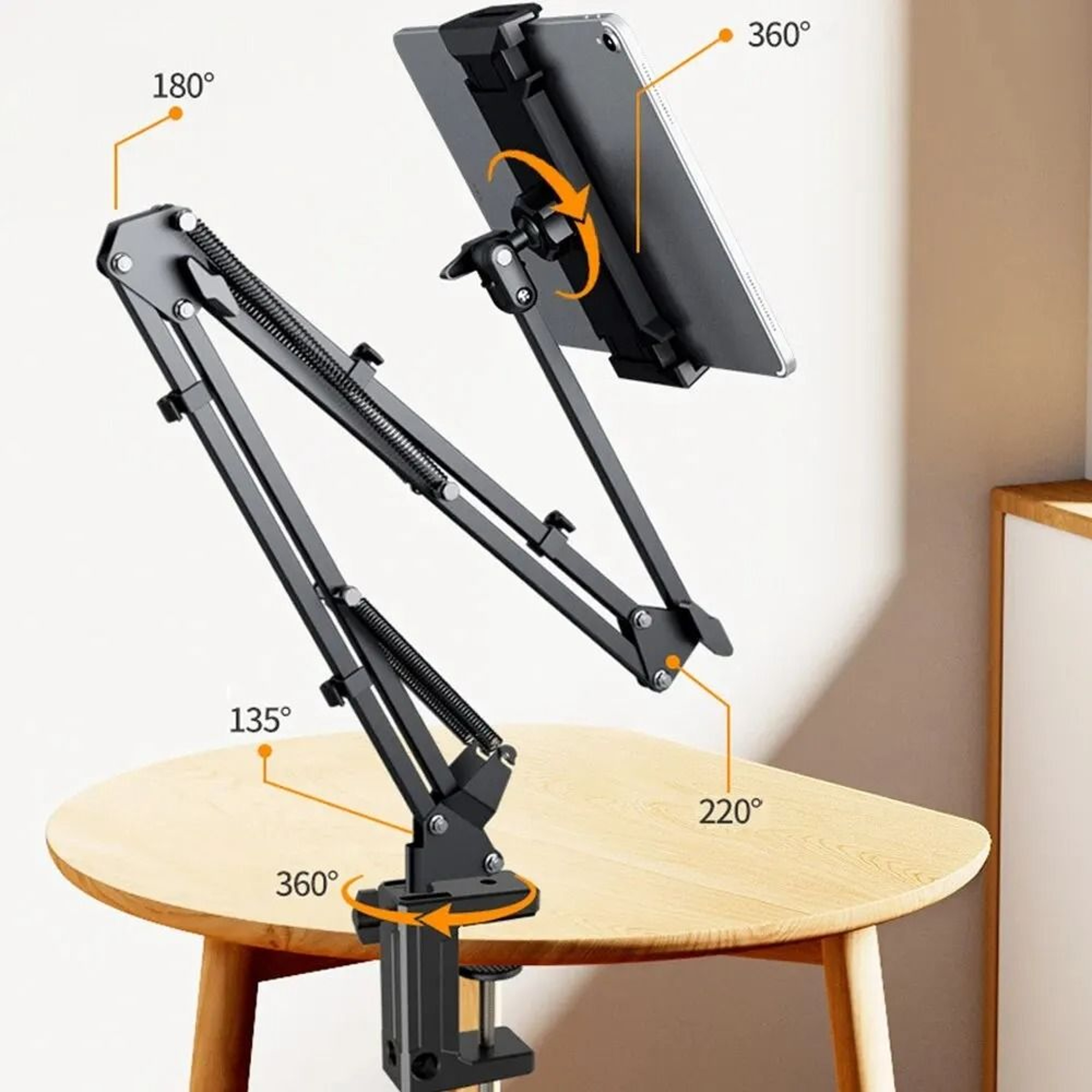 Aluminum Articulating Tablet Mount  360 Rotating Bed  Desktop Support 3