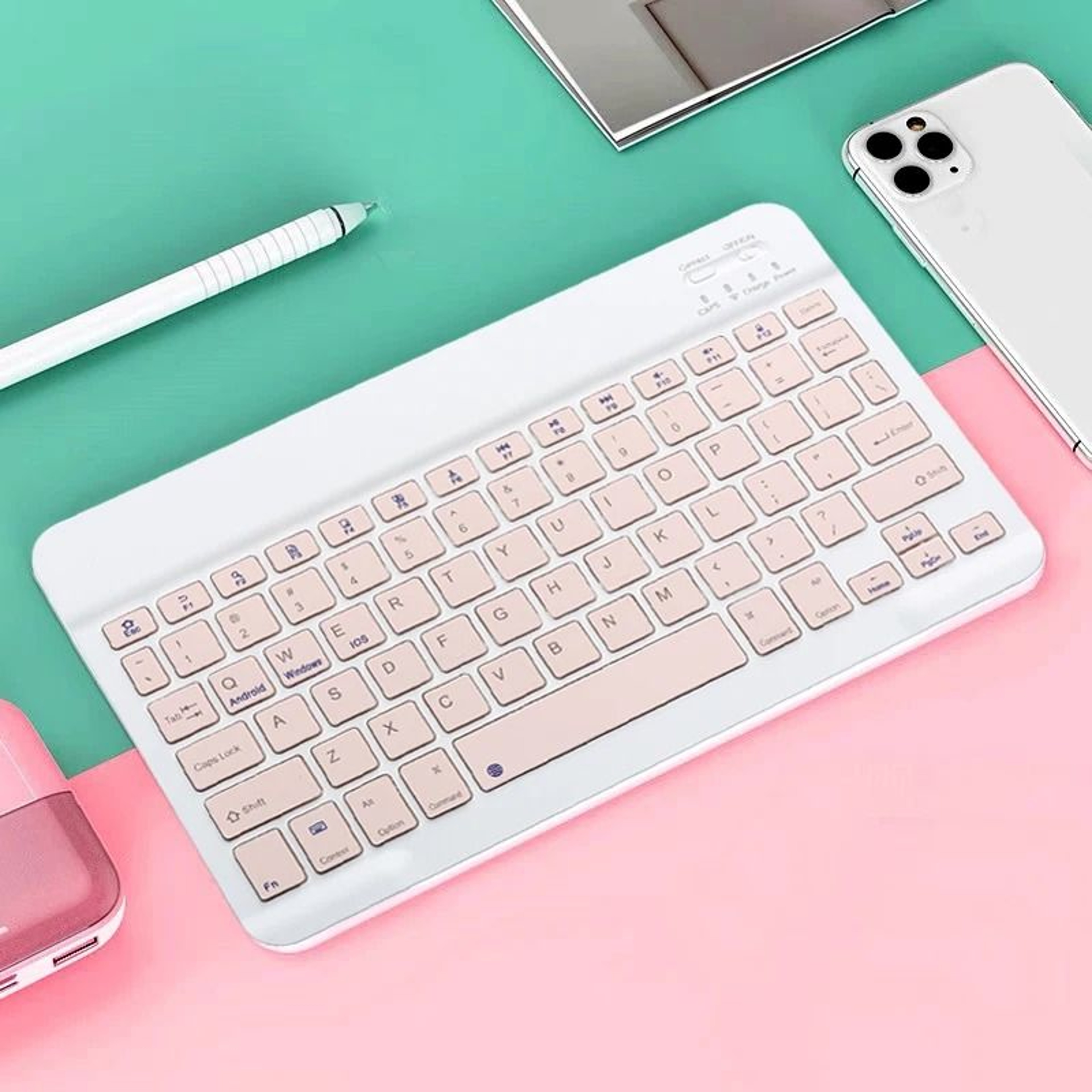 Slim Wireless Bluetooth Keyboard  Universal Rechargeable Portable Deck 7