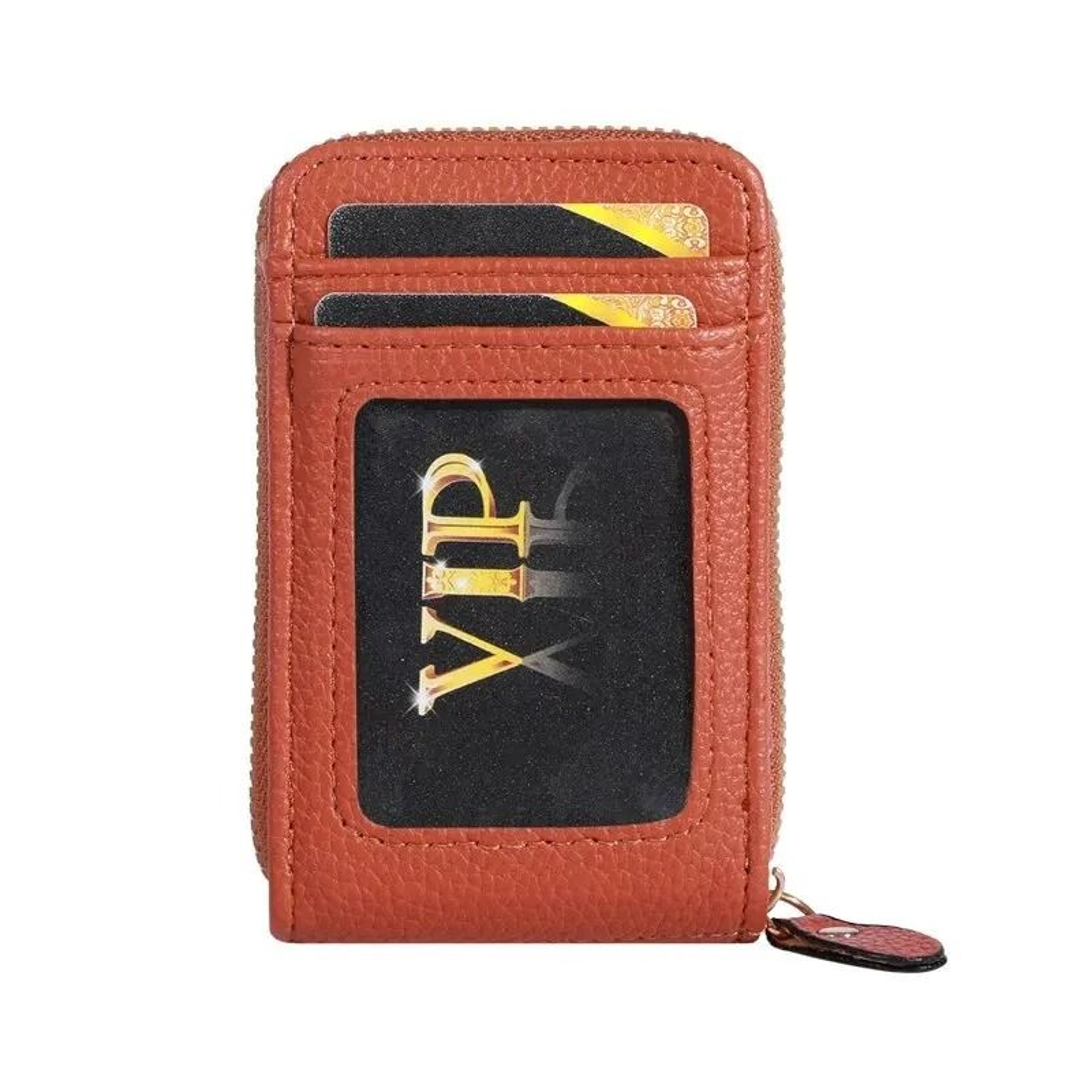 Vintage RFIDBlocking Card Case  Luxury PU Leather Secure Zipper Wallet 10