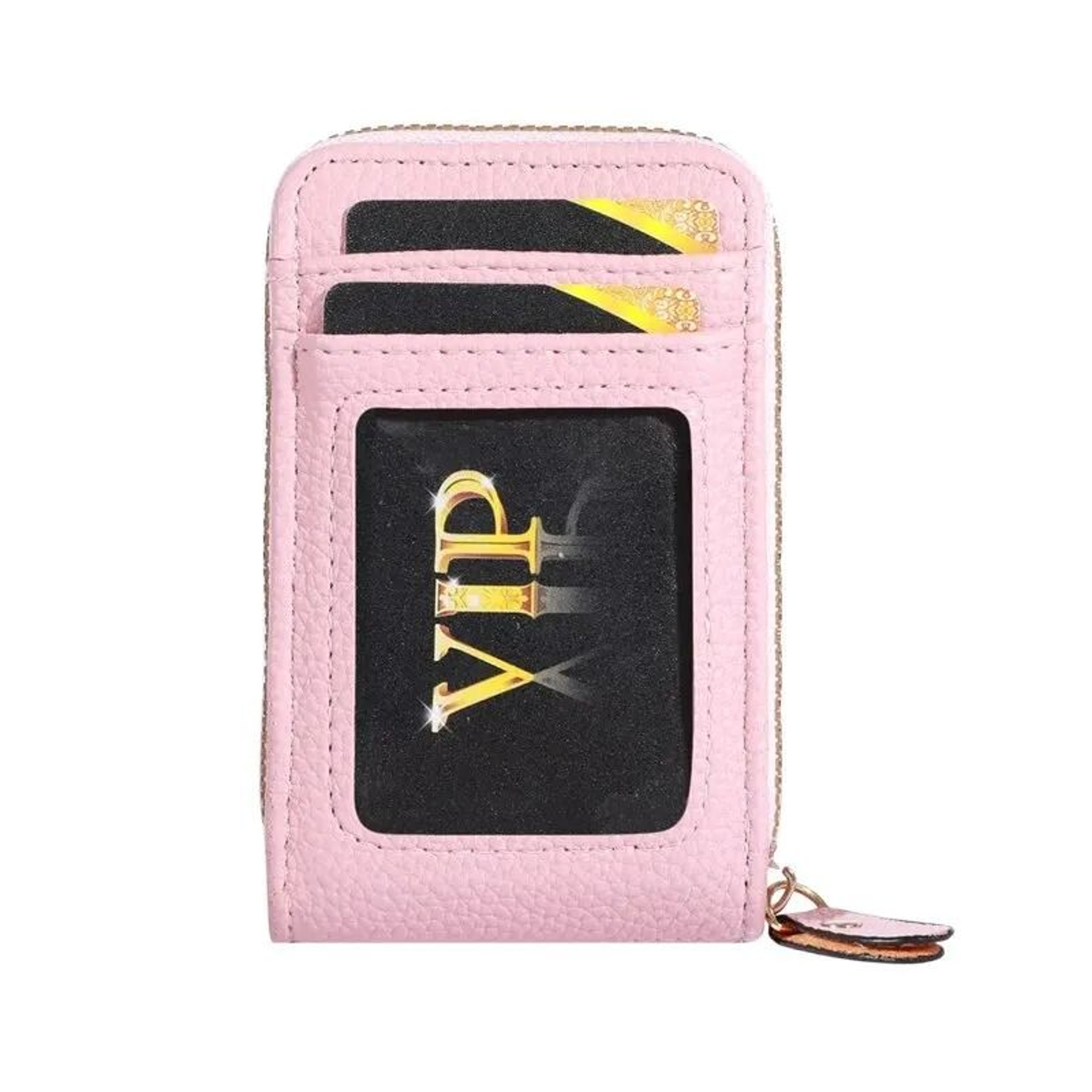 Vintage RFIDBlocking Card Case  Luxury PU Leather Secure Zipper Wallet 12