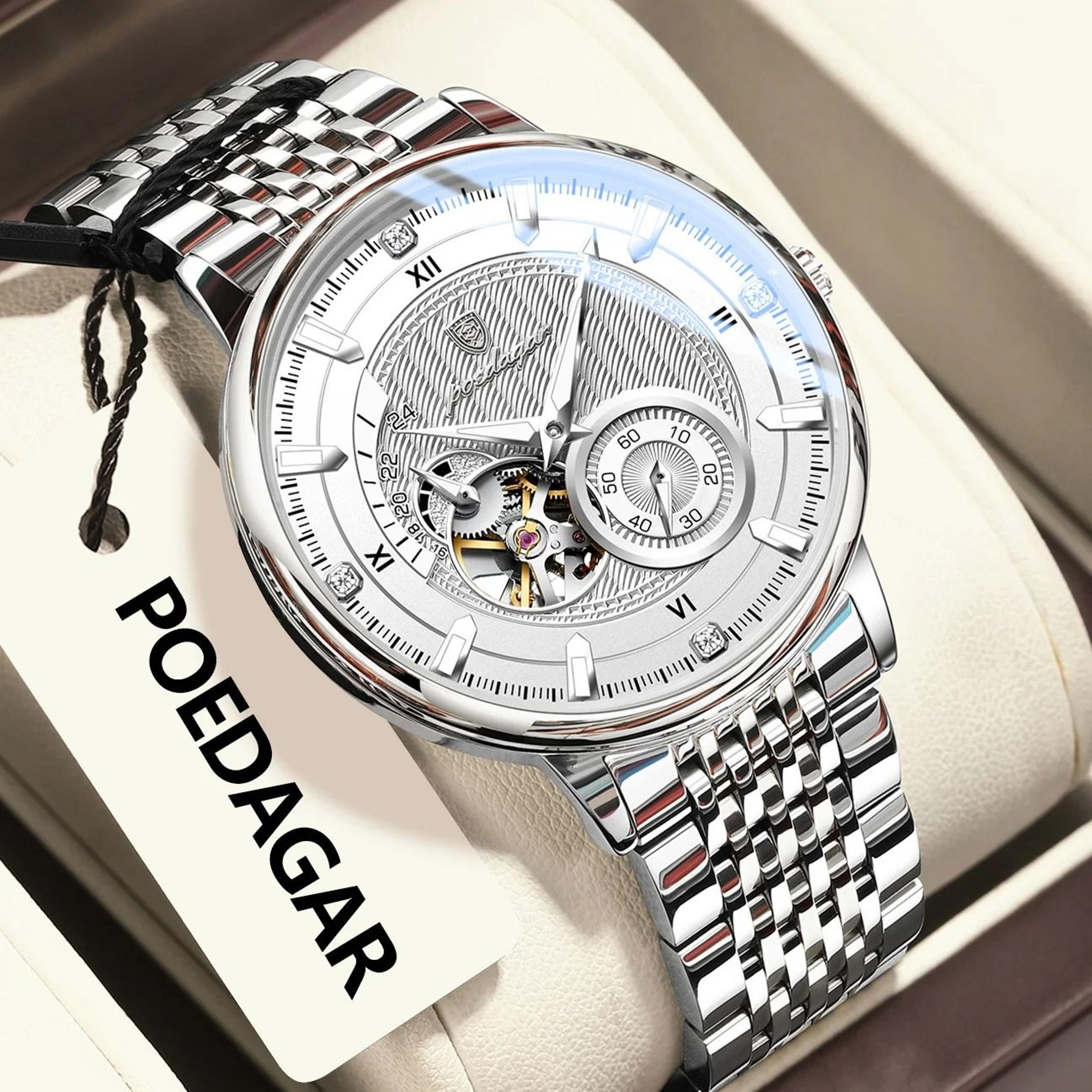 Hollow Tourbillon Mechanical Watch  Luxury Luminous Automatic Stainless Steel Timepiece 11