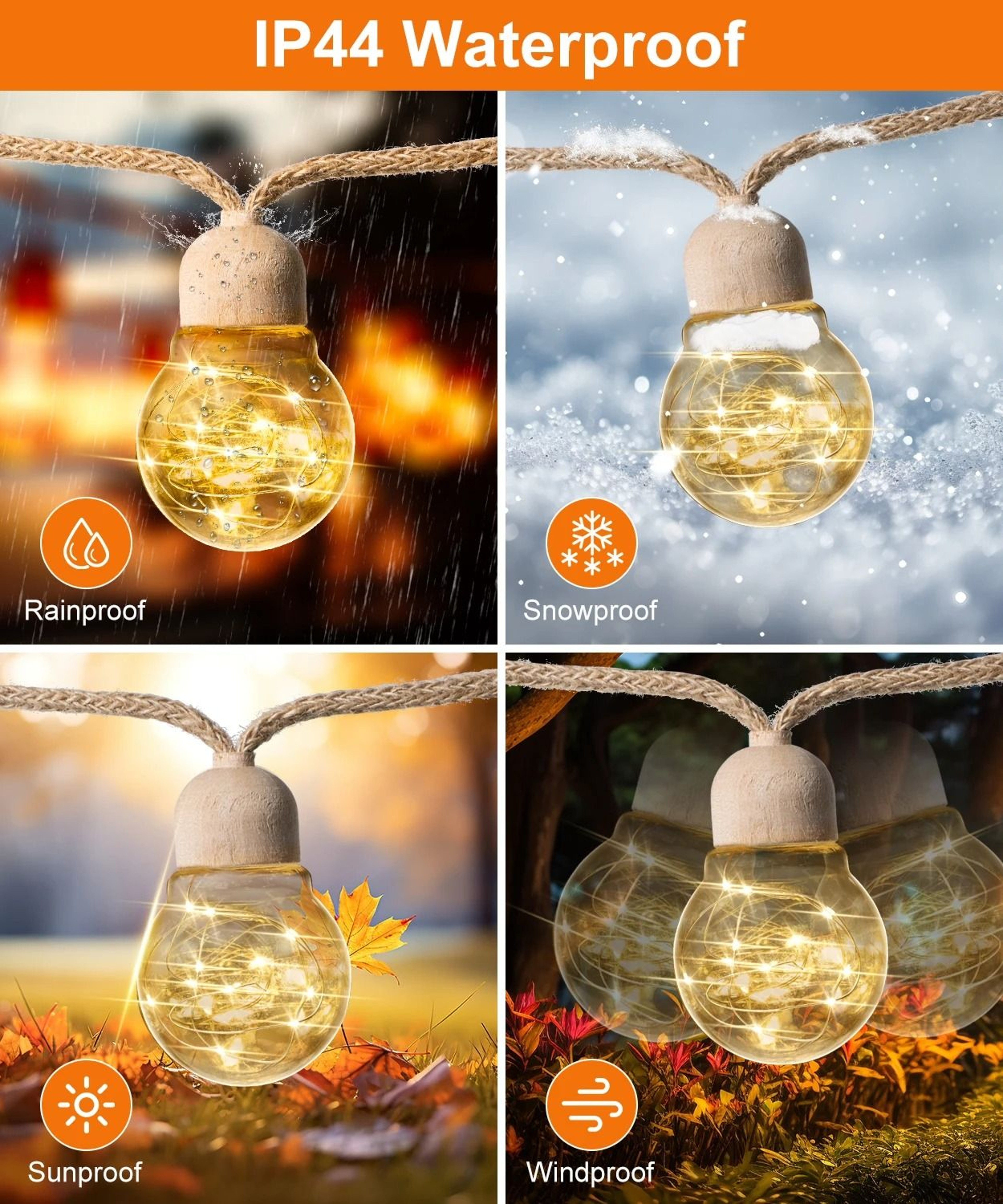 Rope Hemp Solar Patio String Lights 2
