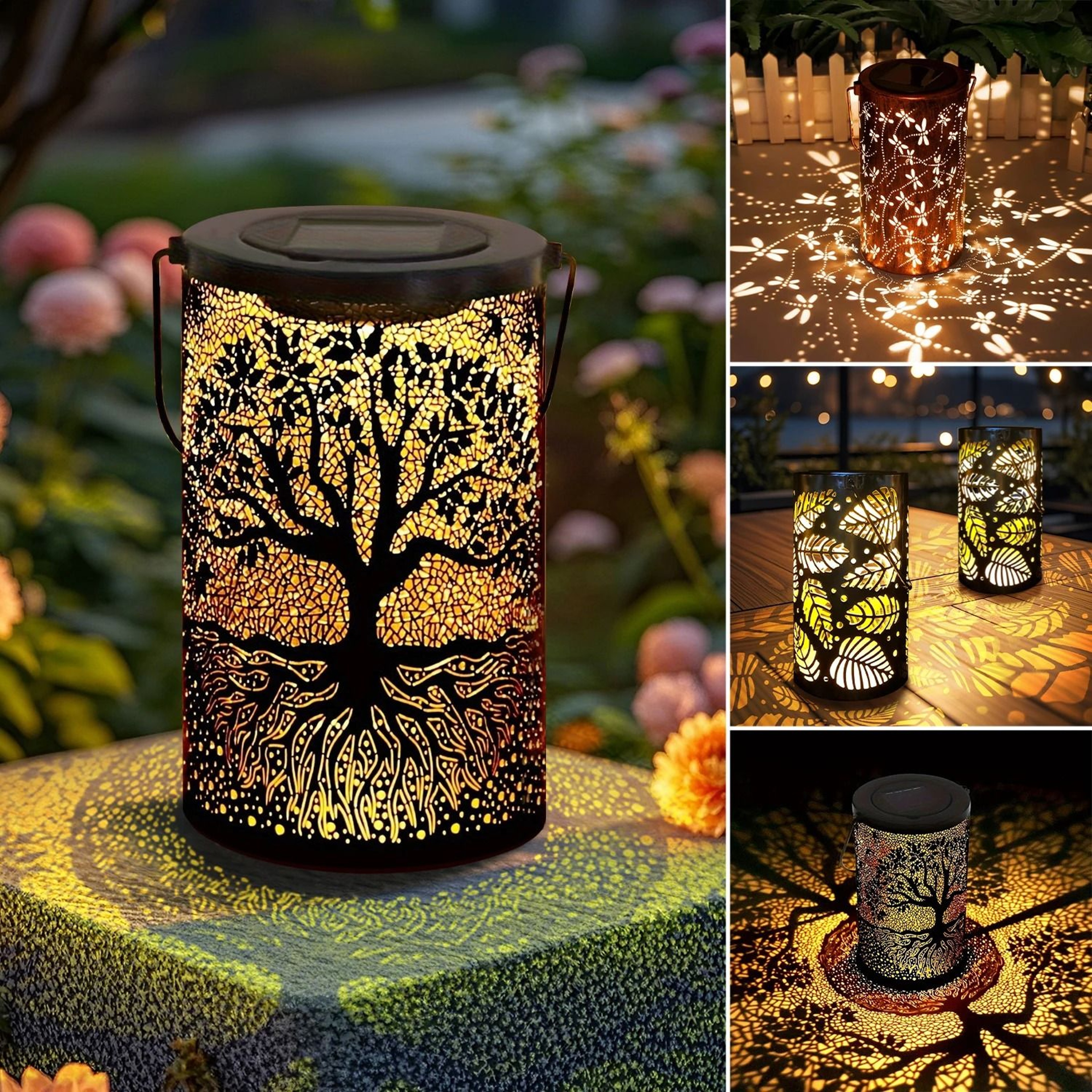 Hollow Iron Solar Garden Lantern 0