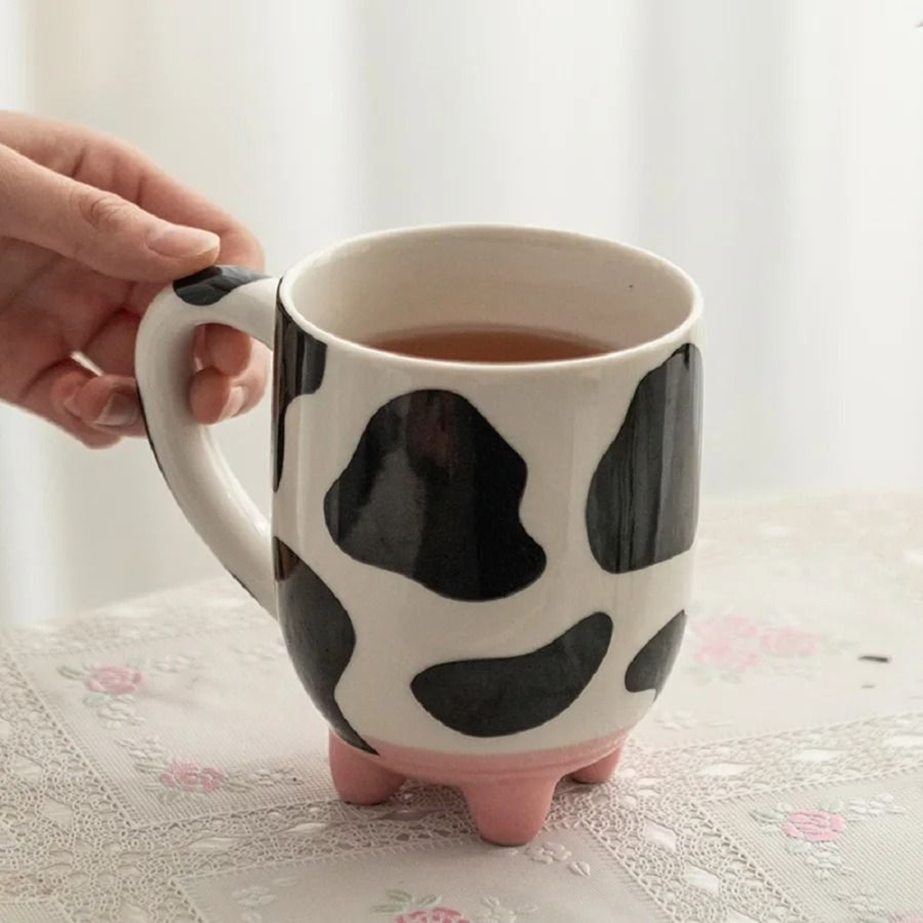 Handcrafted Cartoon Cow Ceramic Mug 6