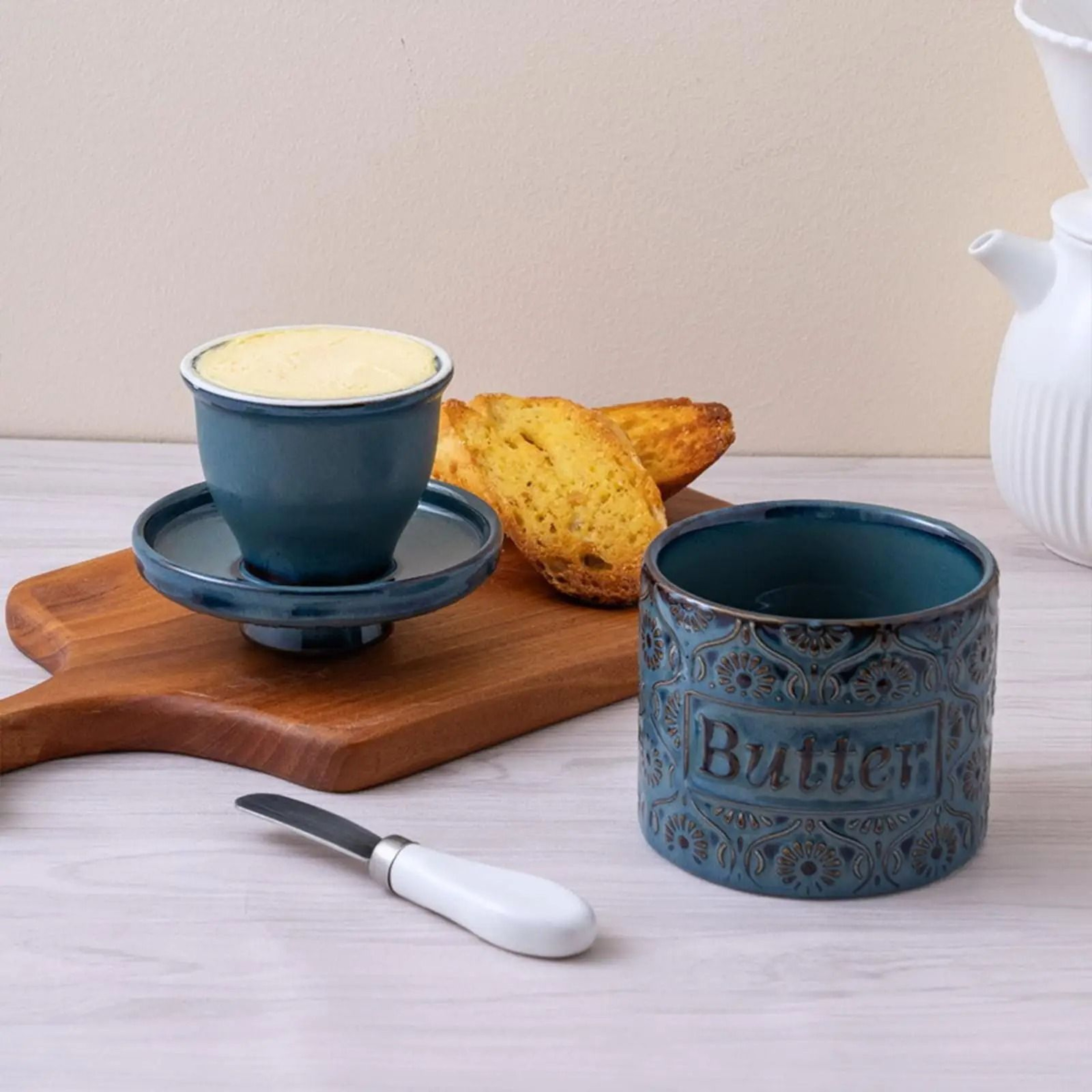 French Ceramic Butter Crock  Countertop Storage 0