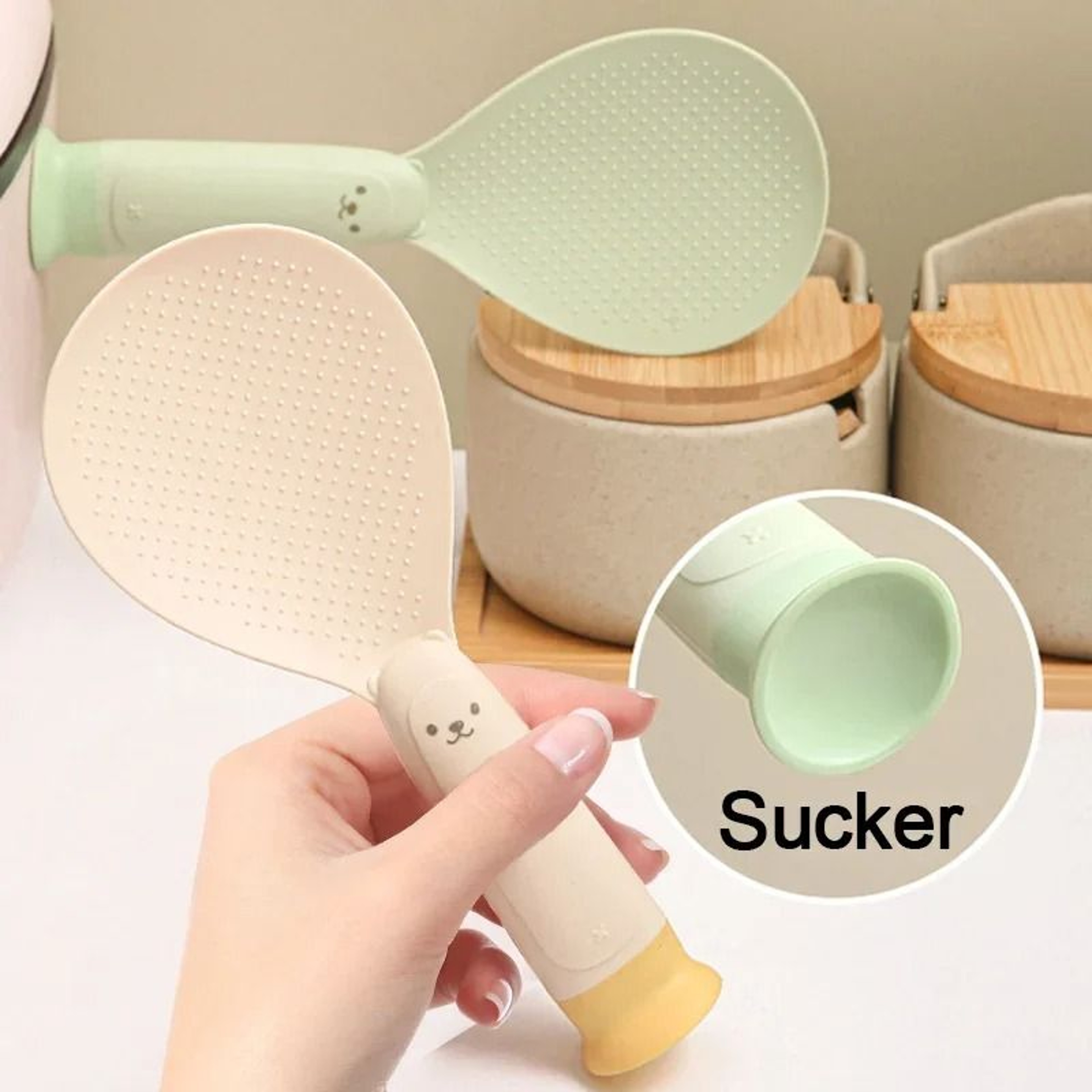 Suction Cup Standing Rice Spoon  Storage Solution 0