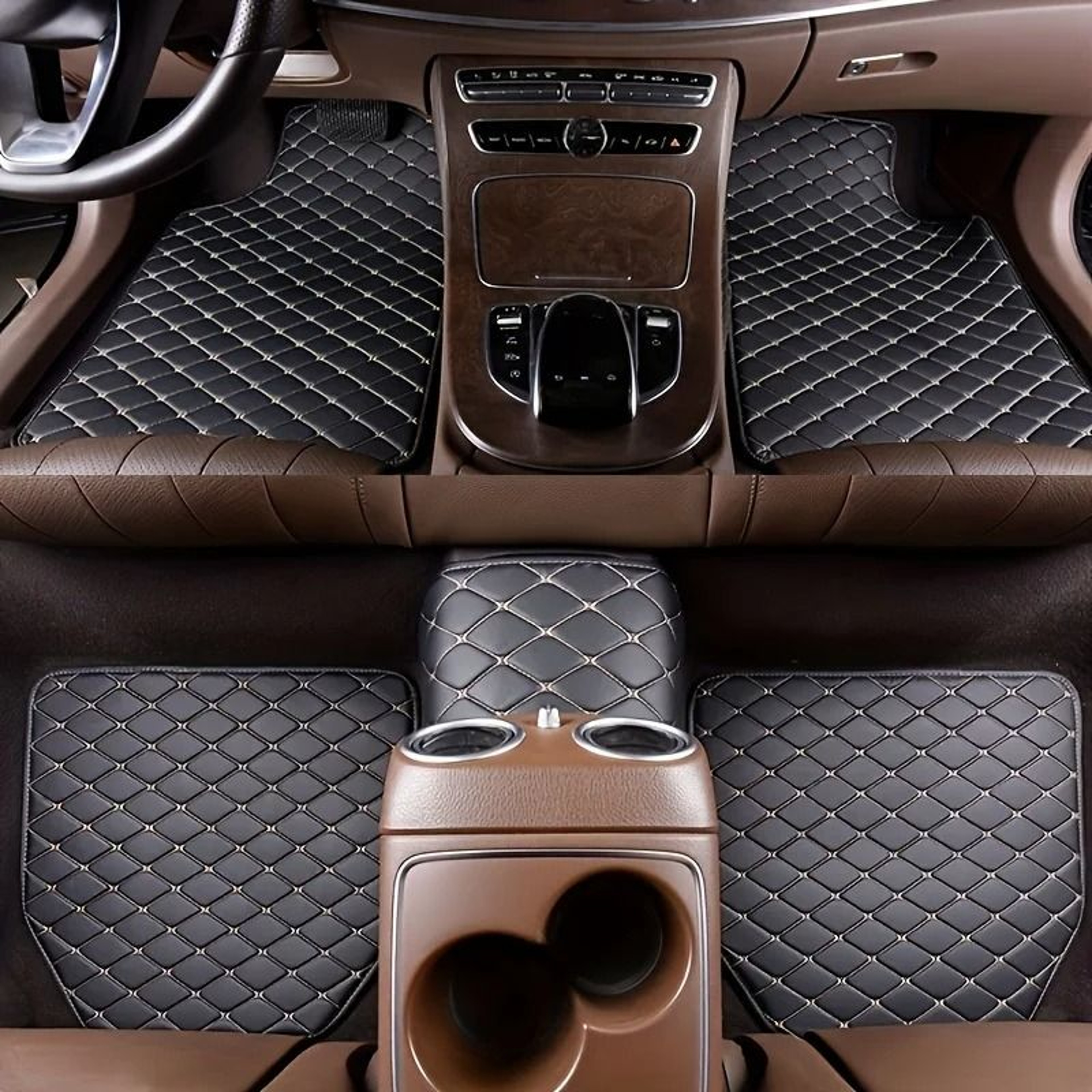 Elite Interior Defense Universal PU Leather Car Floor Mats  5Piece Complete Foot Pad Set 9