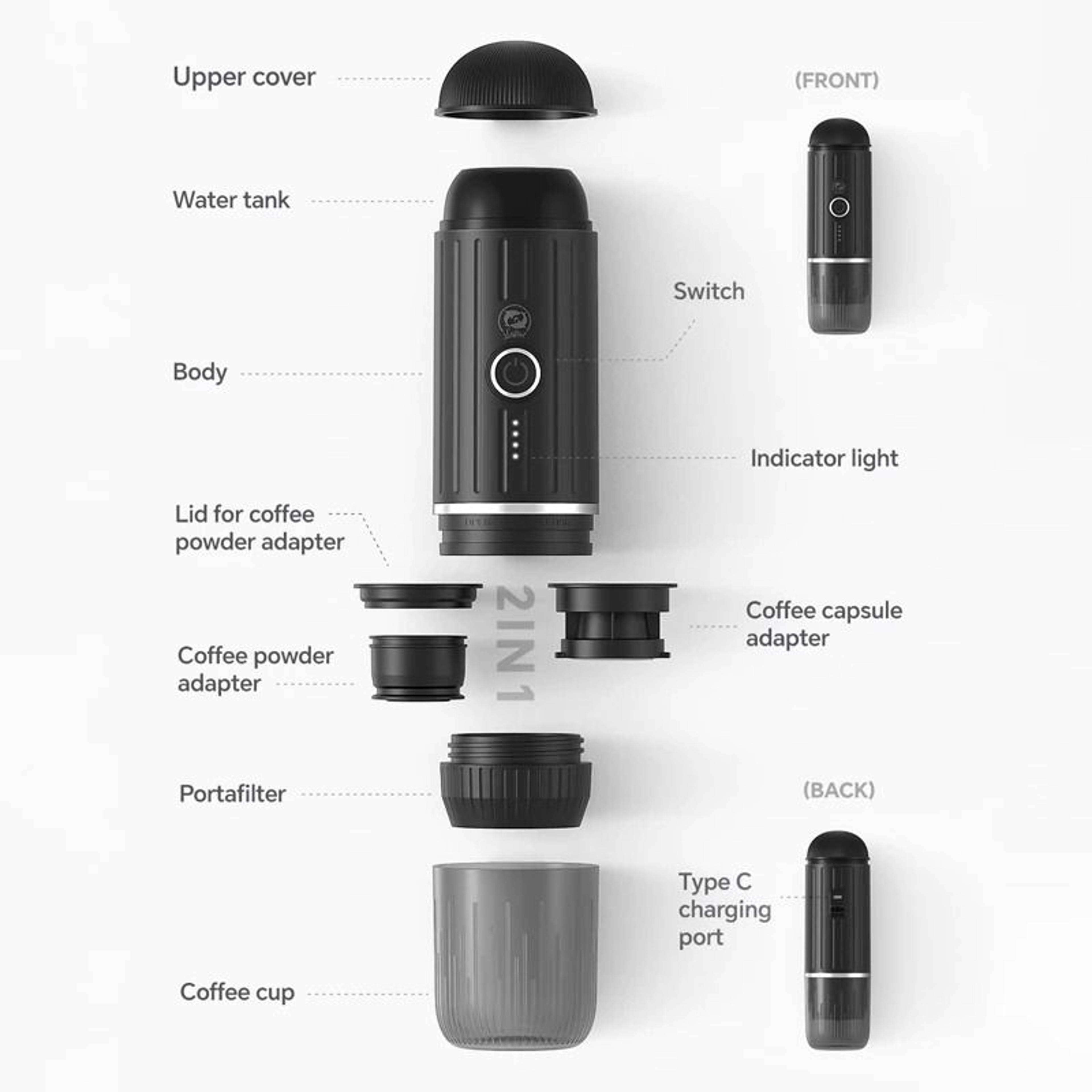 Portable Wireless Heating Espresso Machine  Rechargeable Travel Coffee Maker 5