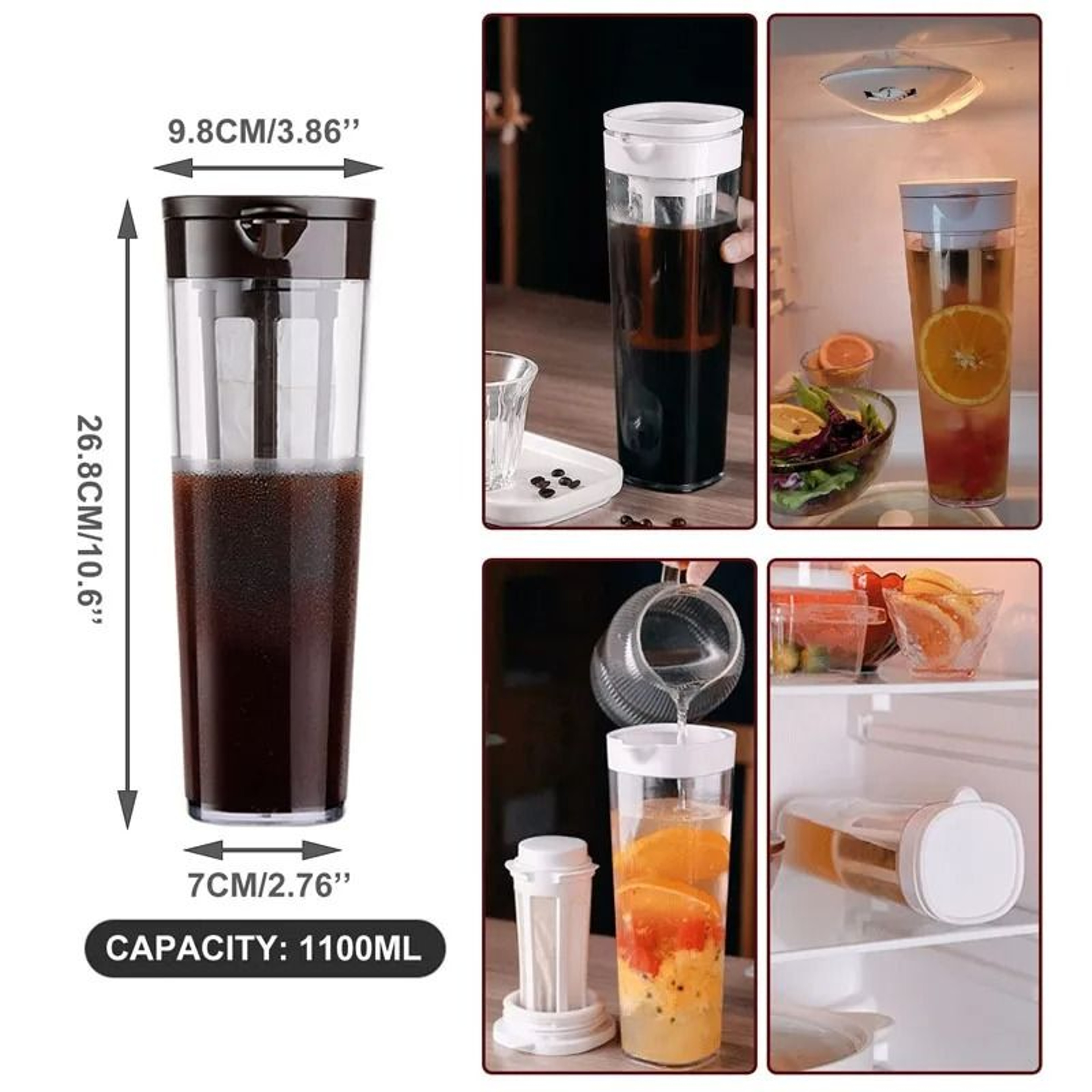 Iced Brew Infusion Pitcher  11L Refrigerator Cold Brew Coffee  Tea Maker 6