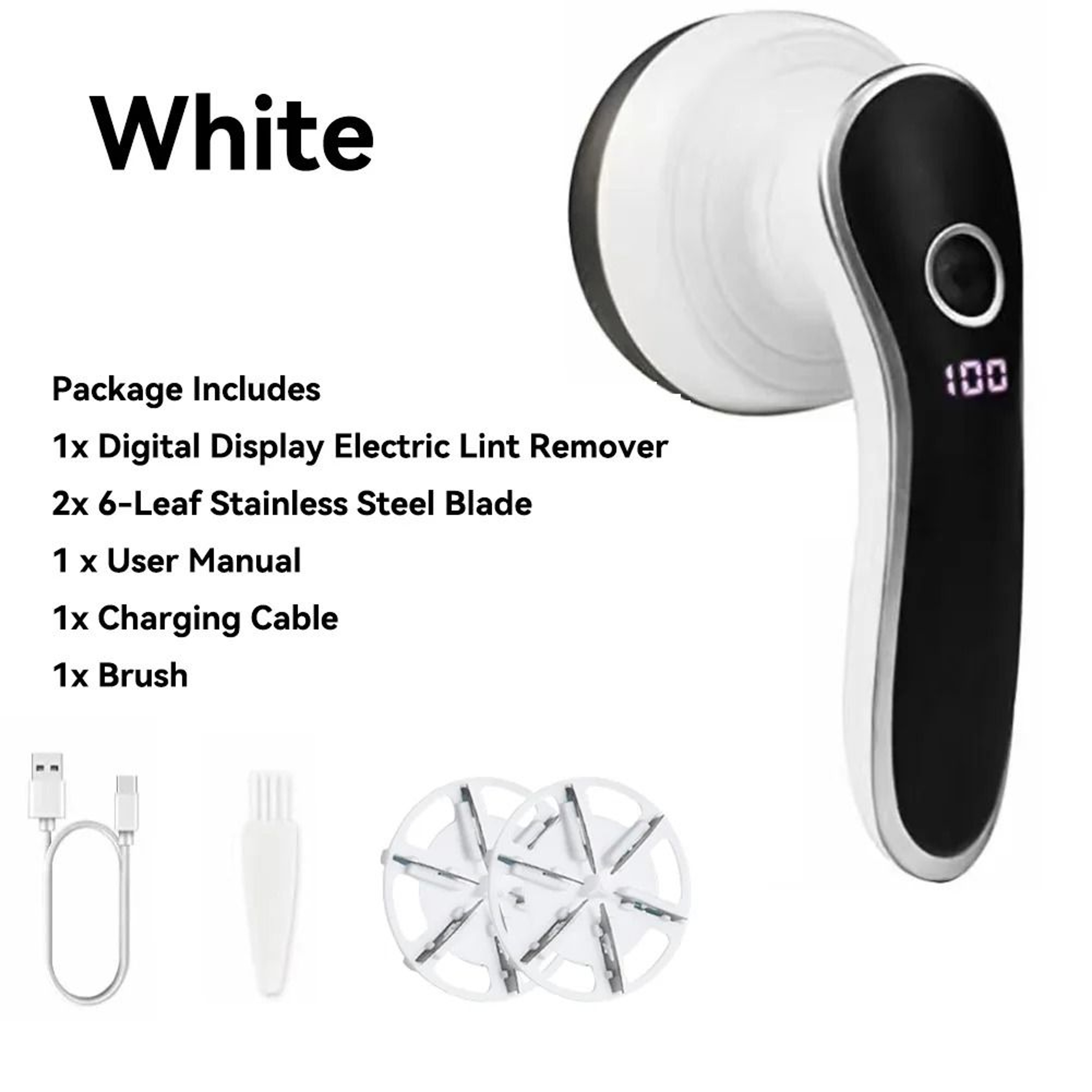 Digital Display Fabric Shaver  Professional Rechargeable Lint  Pill Remover 9
