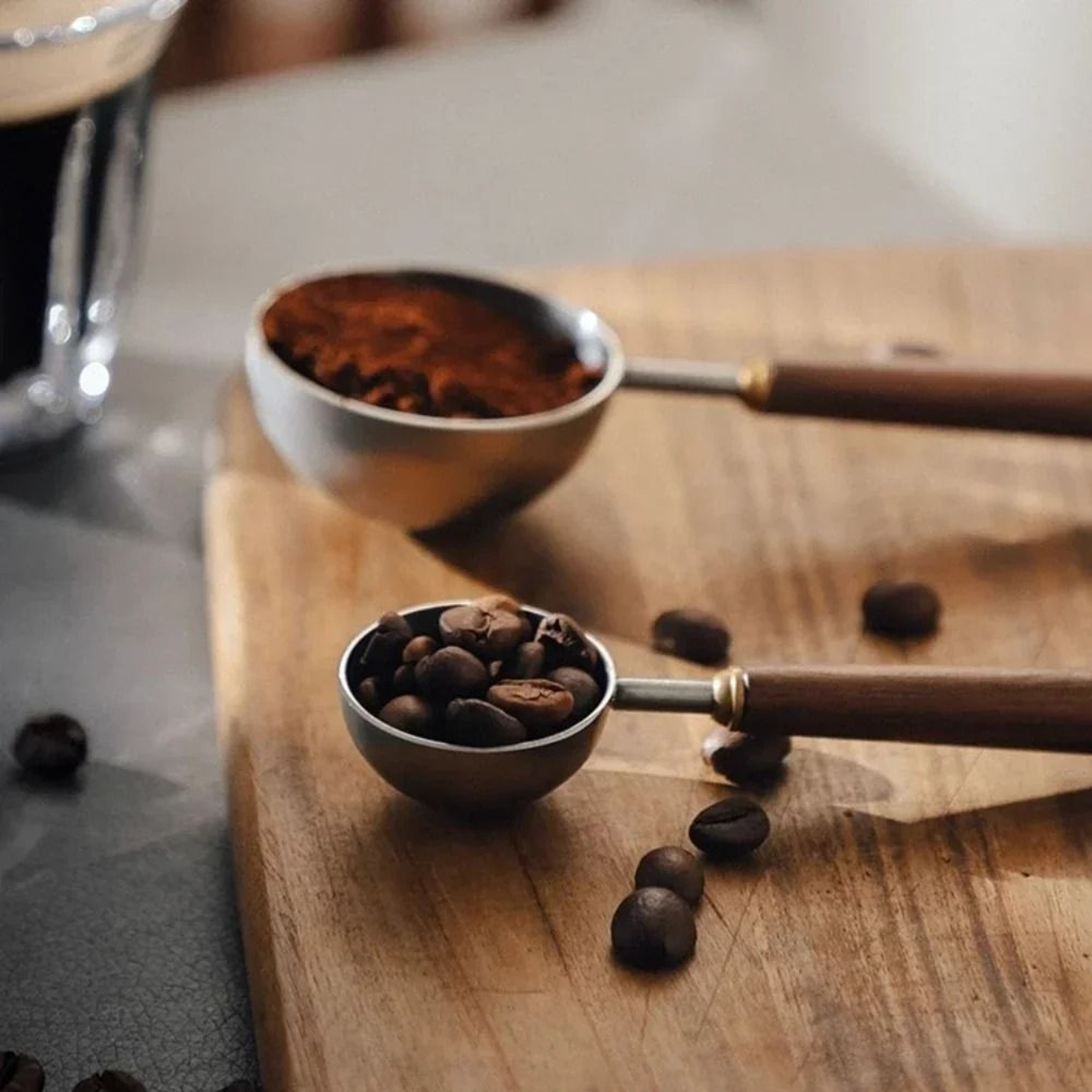 Walnut Handle Stainless Steel Coffee Scoop  Premium 25ml Measuring Spoon 2