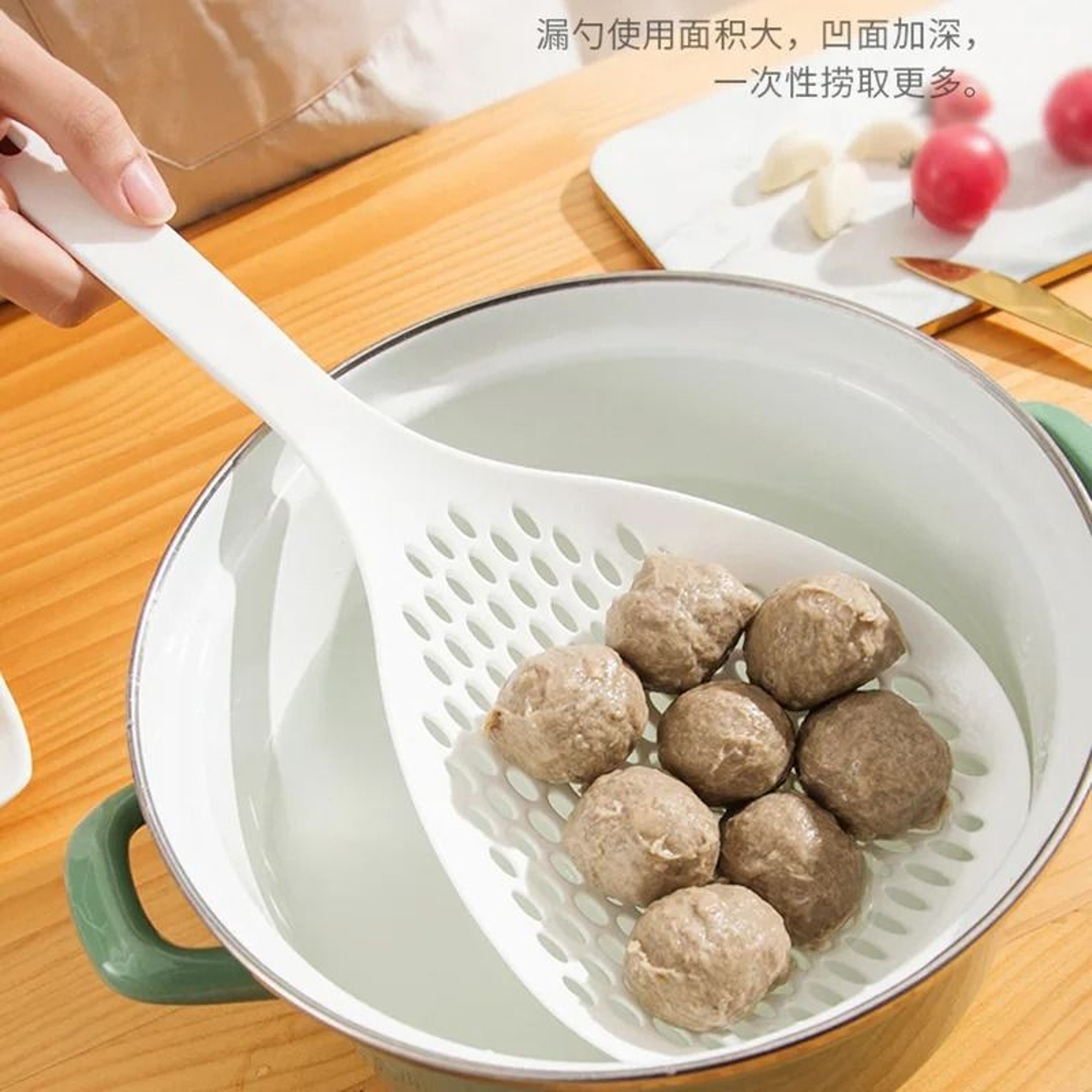 Jumbo Kitchen Strainer Scoop  LongHandled Noodle  Dumpling Drainer 6