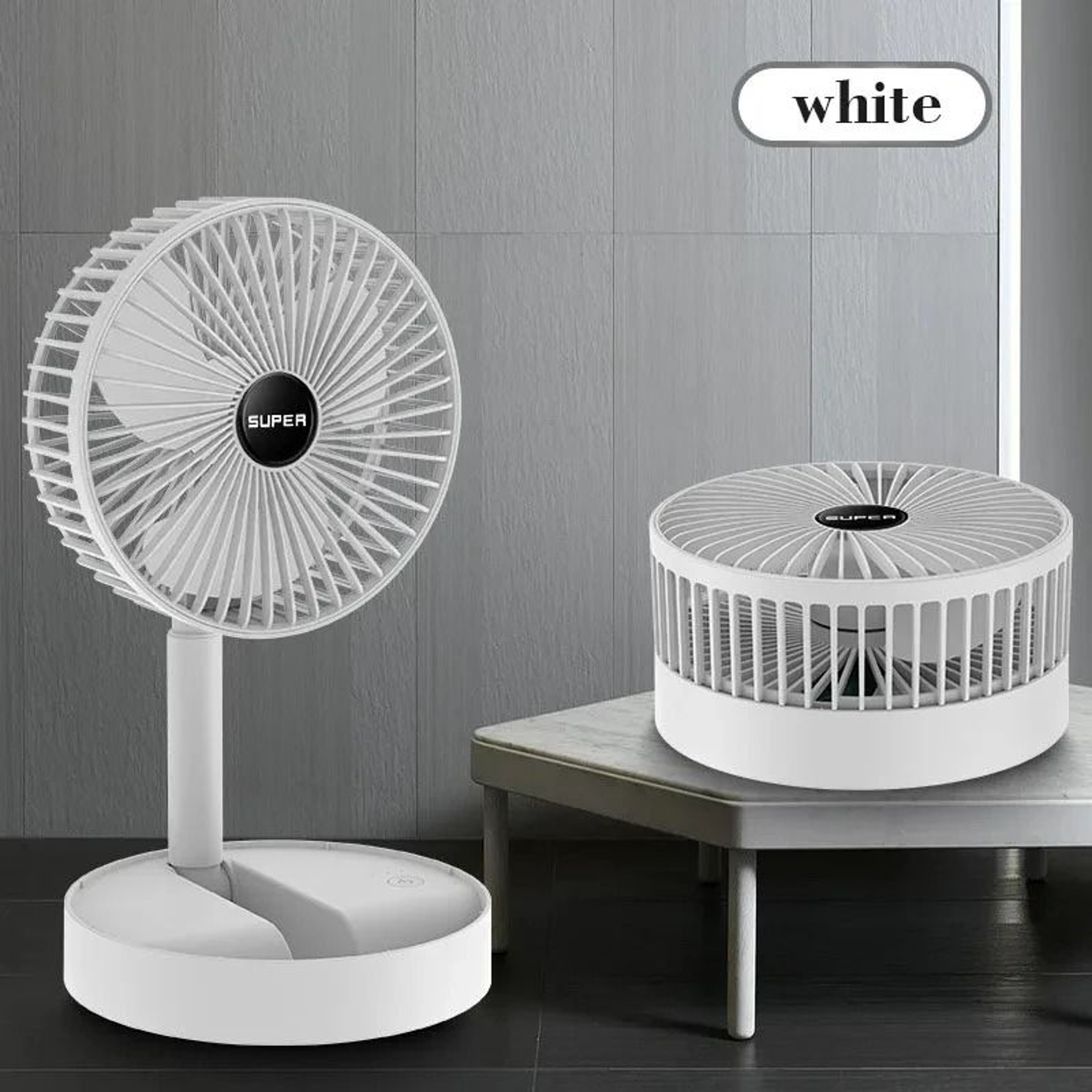 Foldable Desktop Power Fan  USB Rechargeable  Retractable Portable Cooler 5