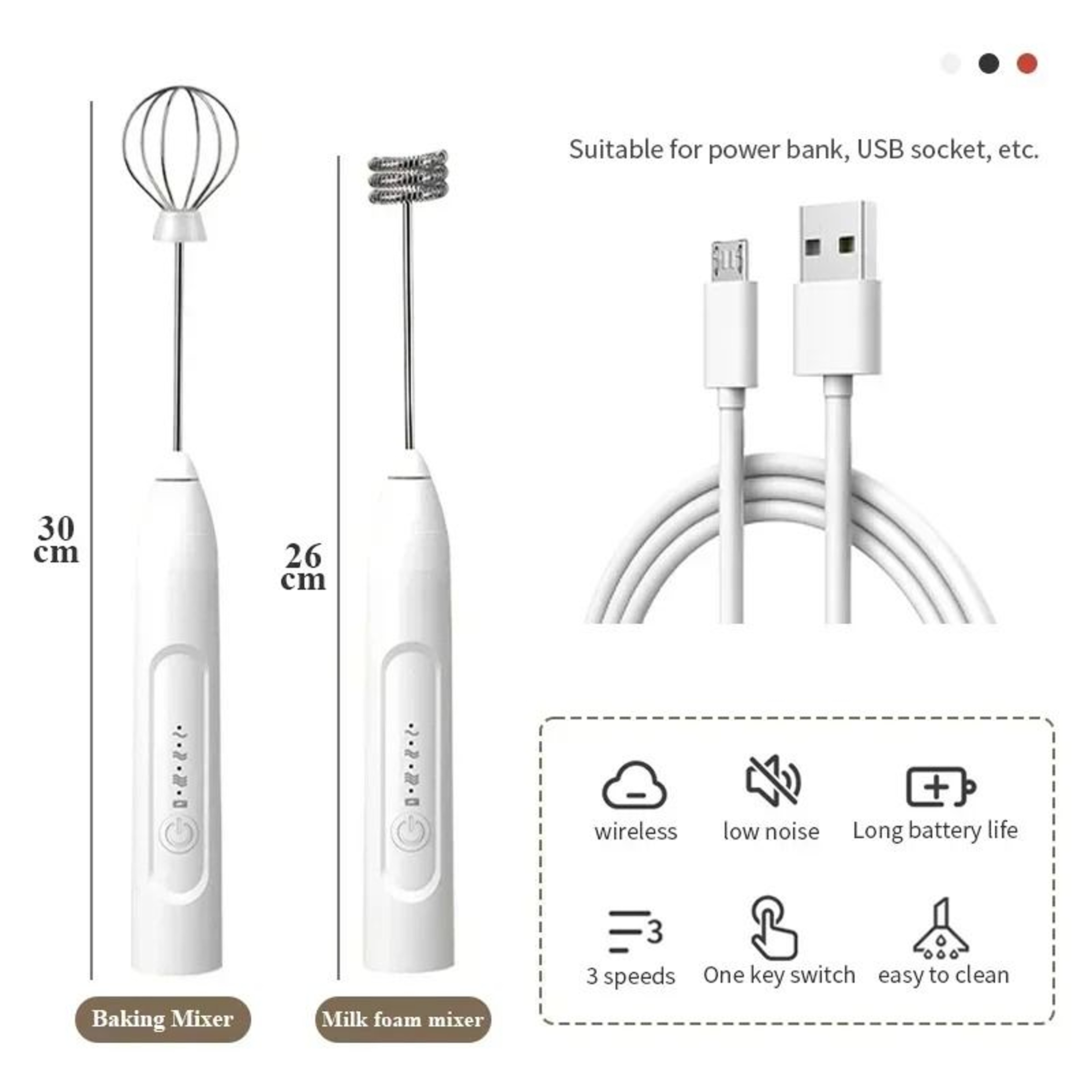 Portable USB Electric Egg Beater  Handheld Coffee Frother  Cream Whipper 3