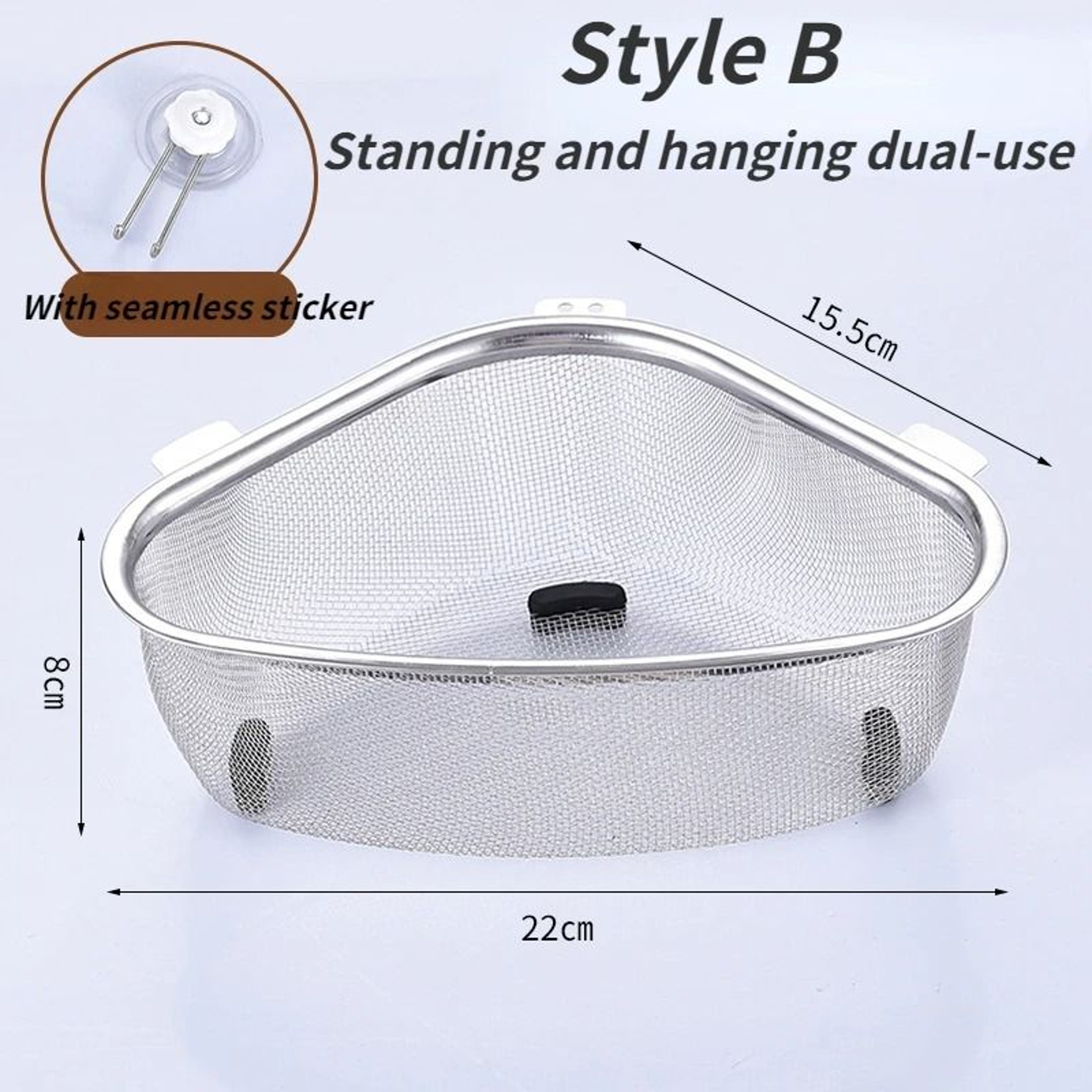 Stainless Steel Triangle Sink Drain Basket  MultiFunctional Kitchen Storage  Filter 8