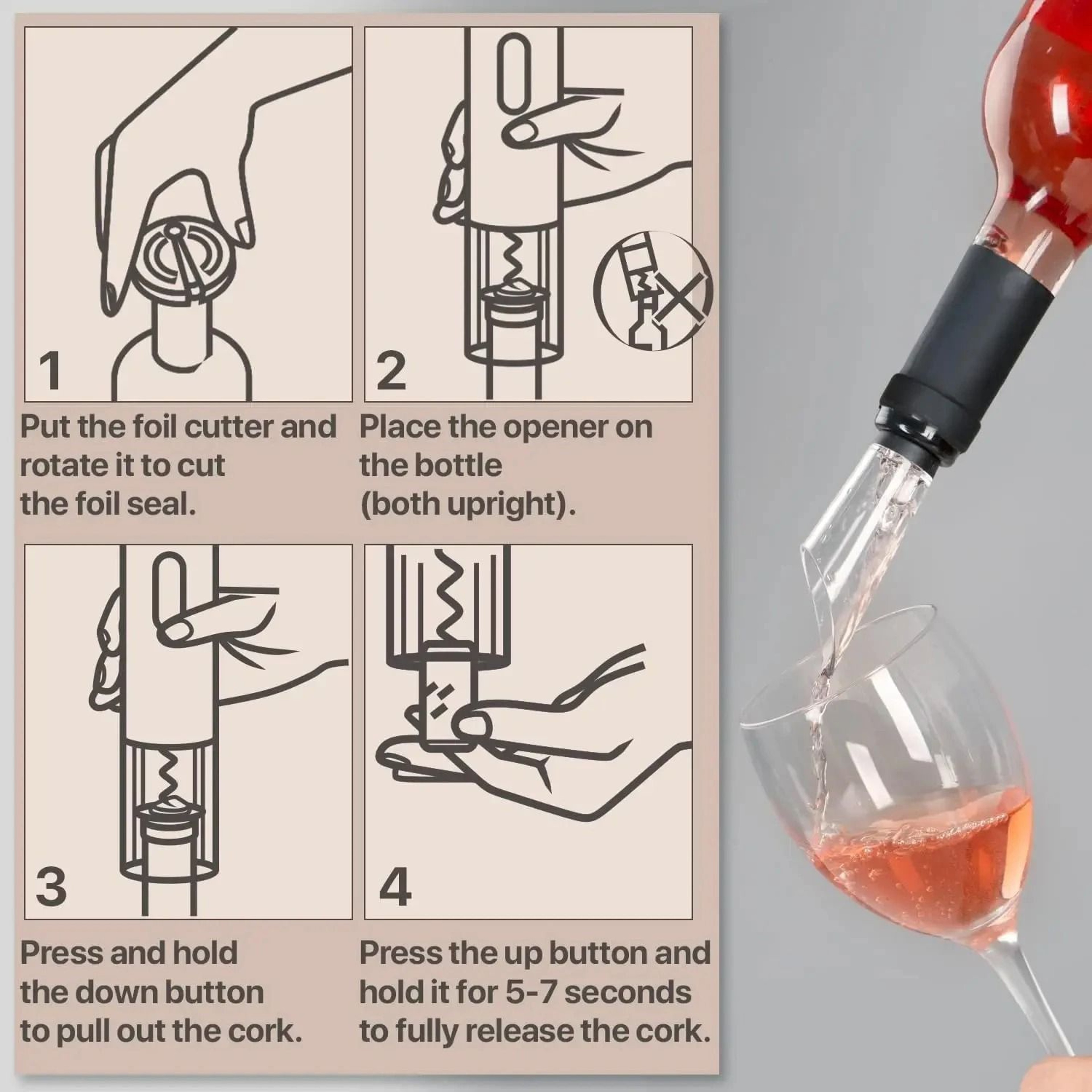 Automatic Electric Wine Bottle Opener  Rechargeable OneClick Corkscrew 2