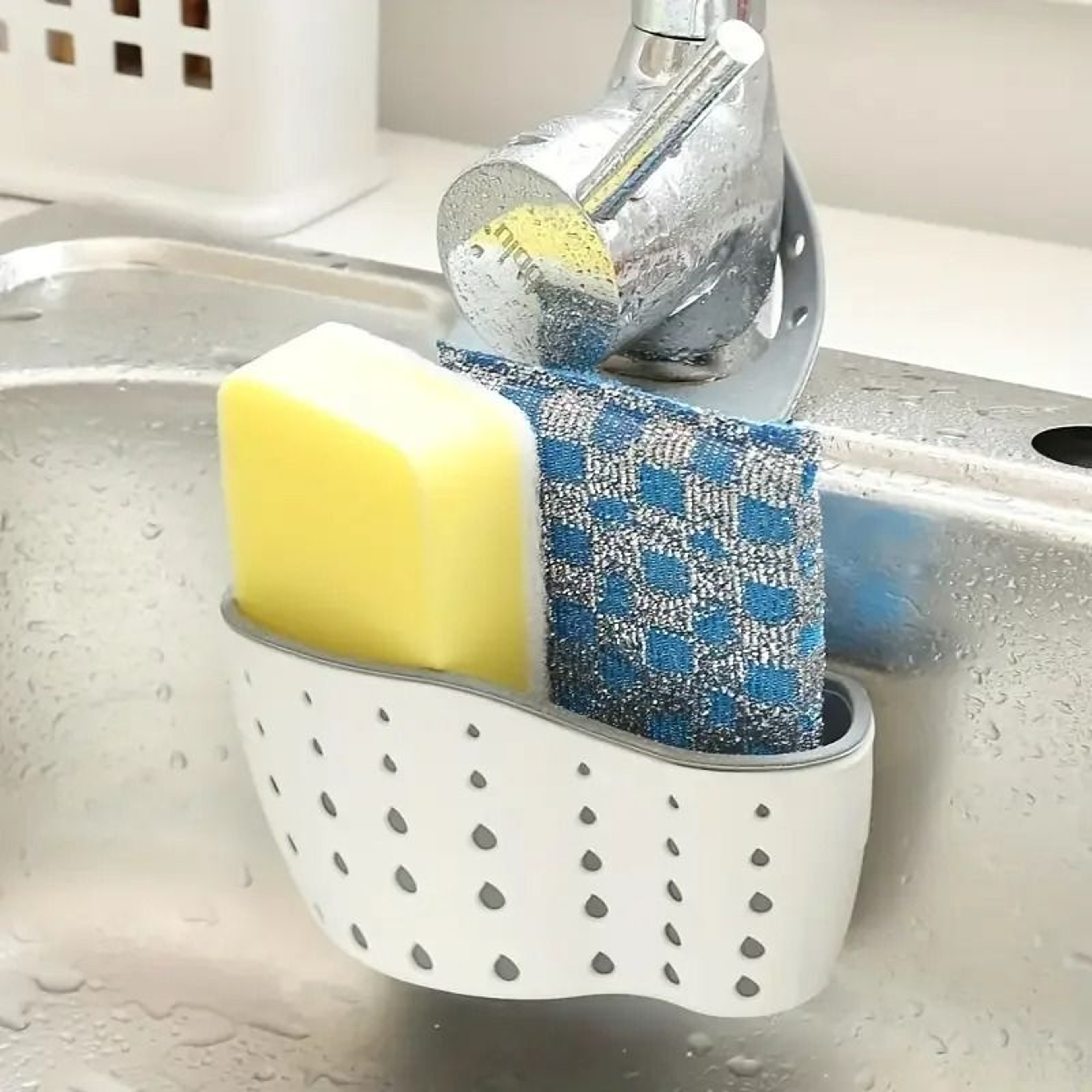 Adjustable Sink Draining Hanging Basket  Flexible Rubber Sponge  Soap Holder 4