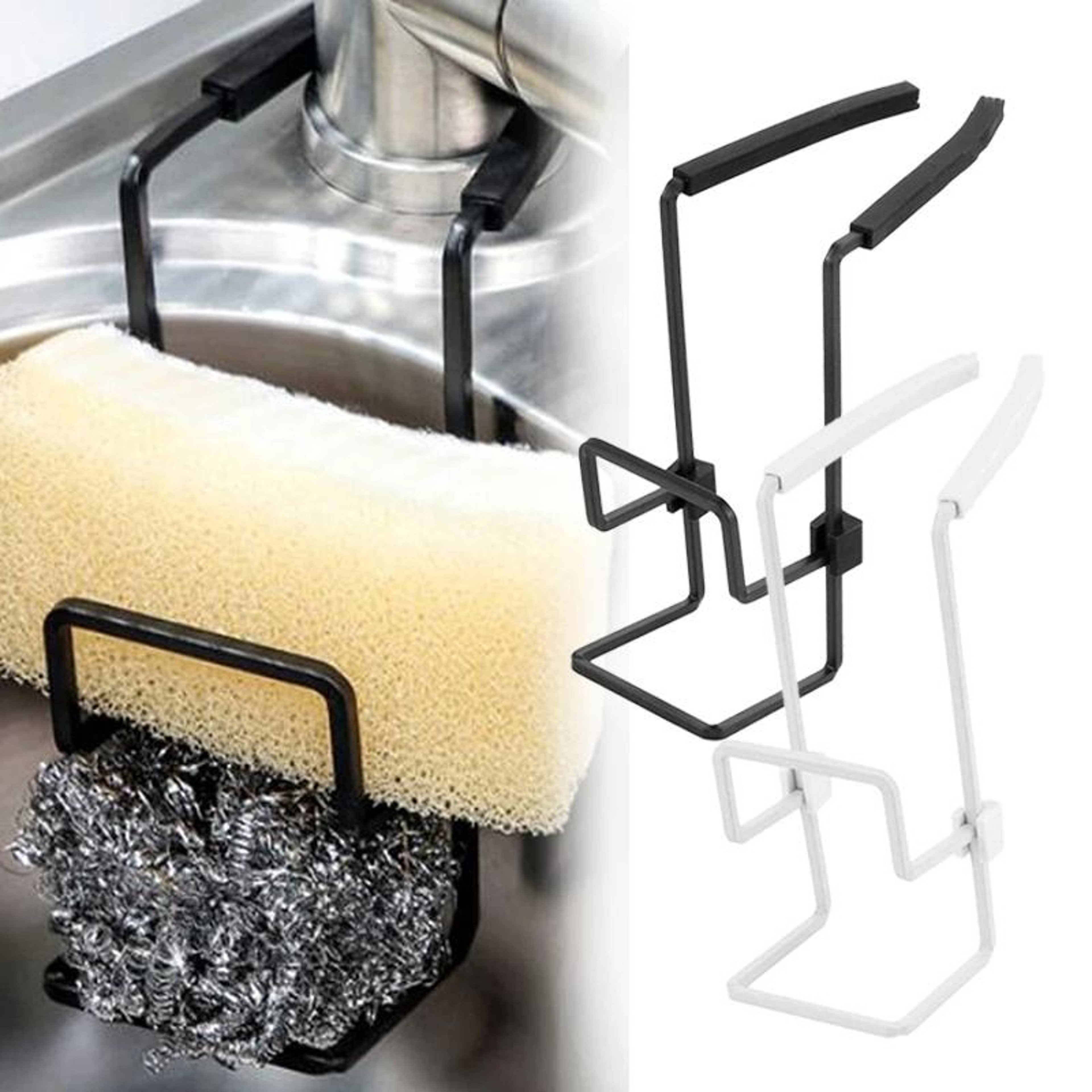 Metal Sink Storage Rack  WallMounted Sucker Sponge  Soap Holder 0