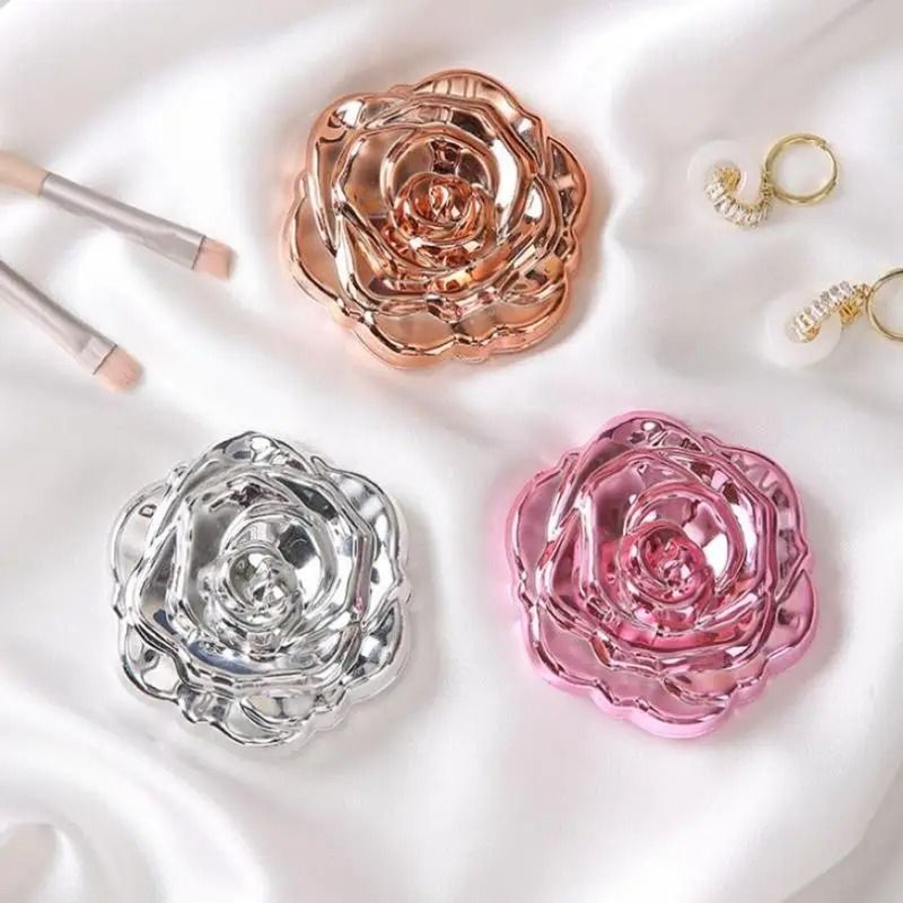 Retro Rose Compact Mirror  Portable DoubleSided Floral Pocket Mirror 3