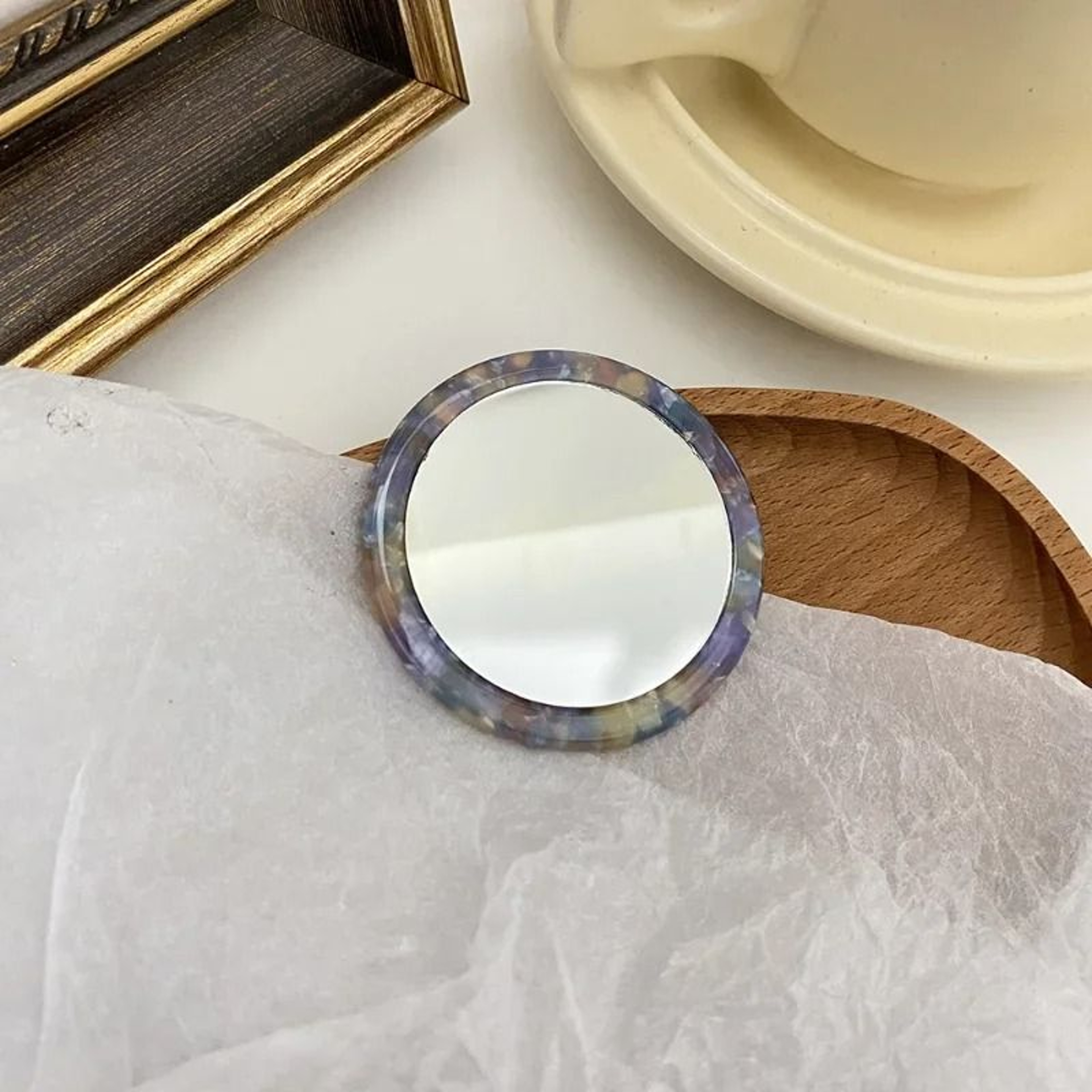 Vintage Floral Compact Mirror  DualSided Retro Rose Pocket Mirror 2
