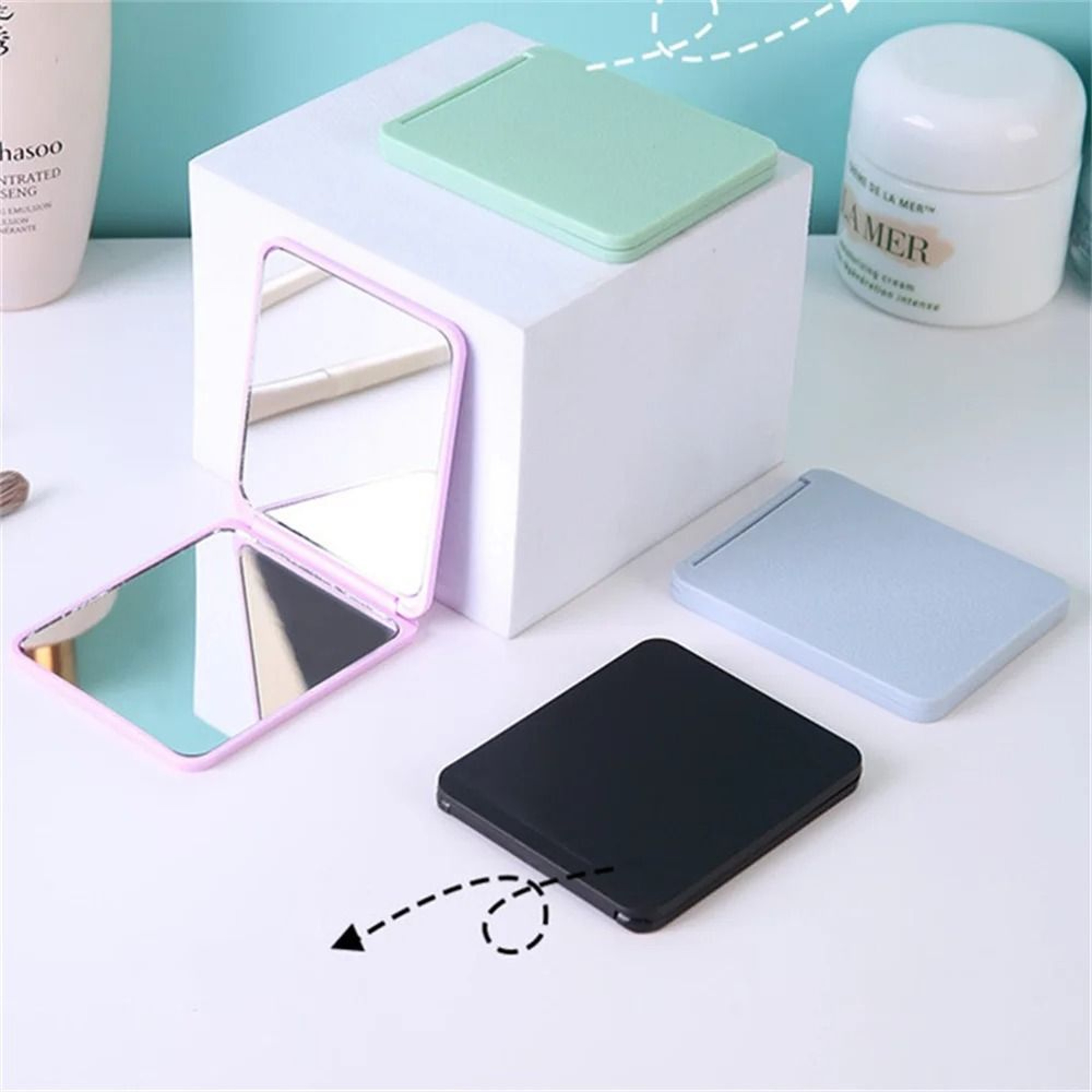 HighDefinition Folding Makeup Mirror  Slim Portable Rectangle Vanity Tool 3