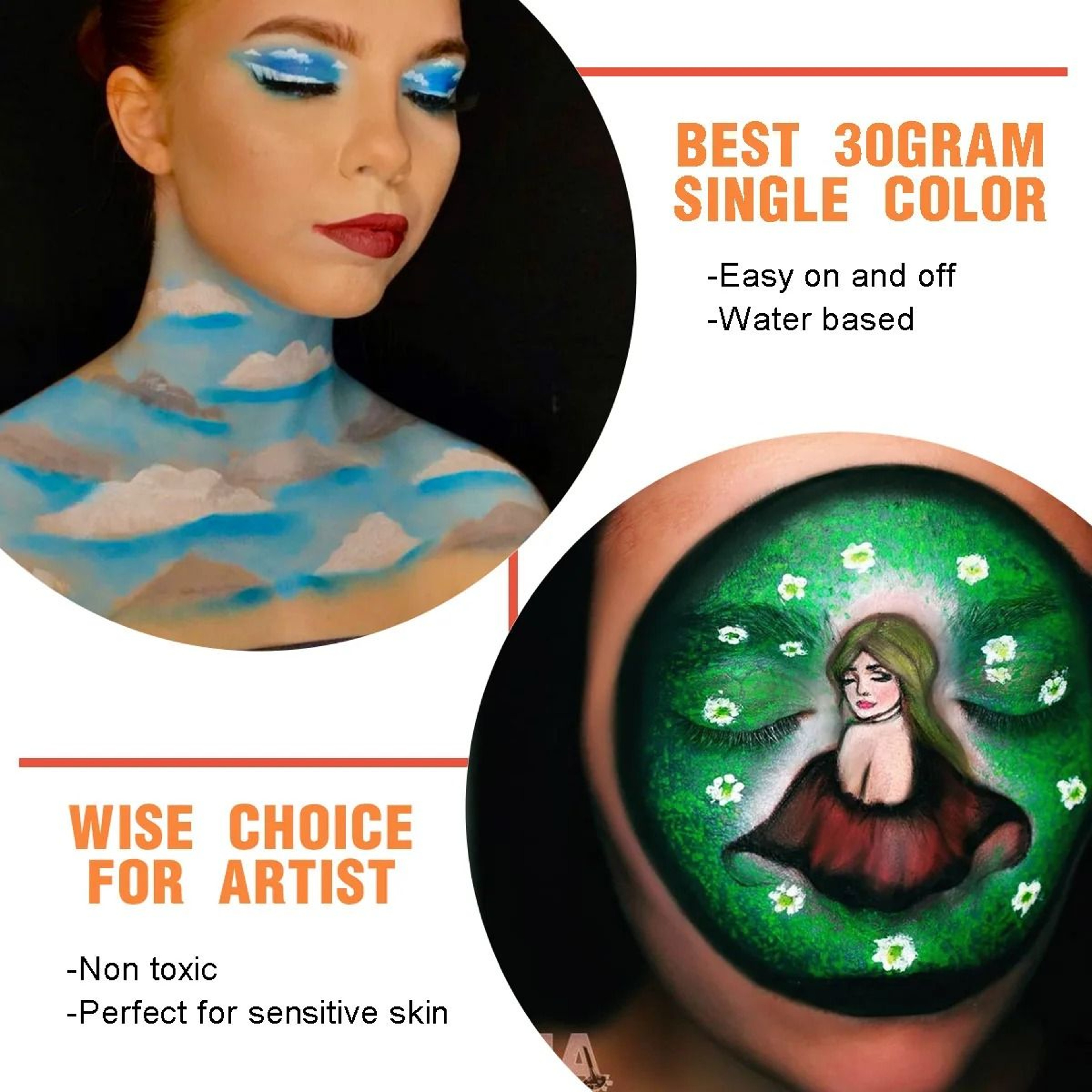 WaterBased Face  Body Paint  HighPigment 30g Single Color Makeup 6