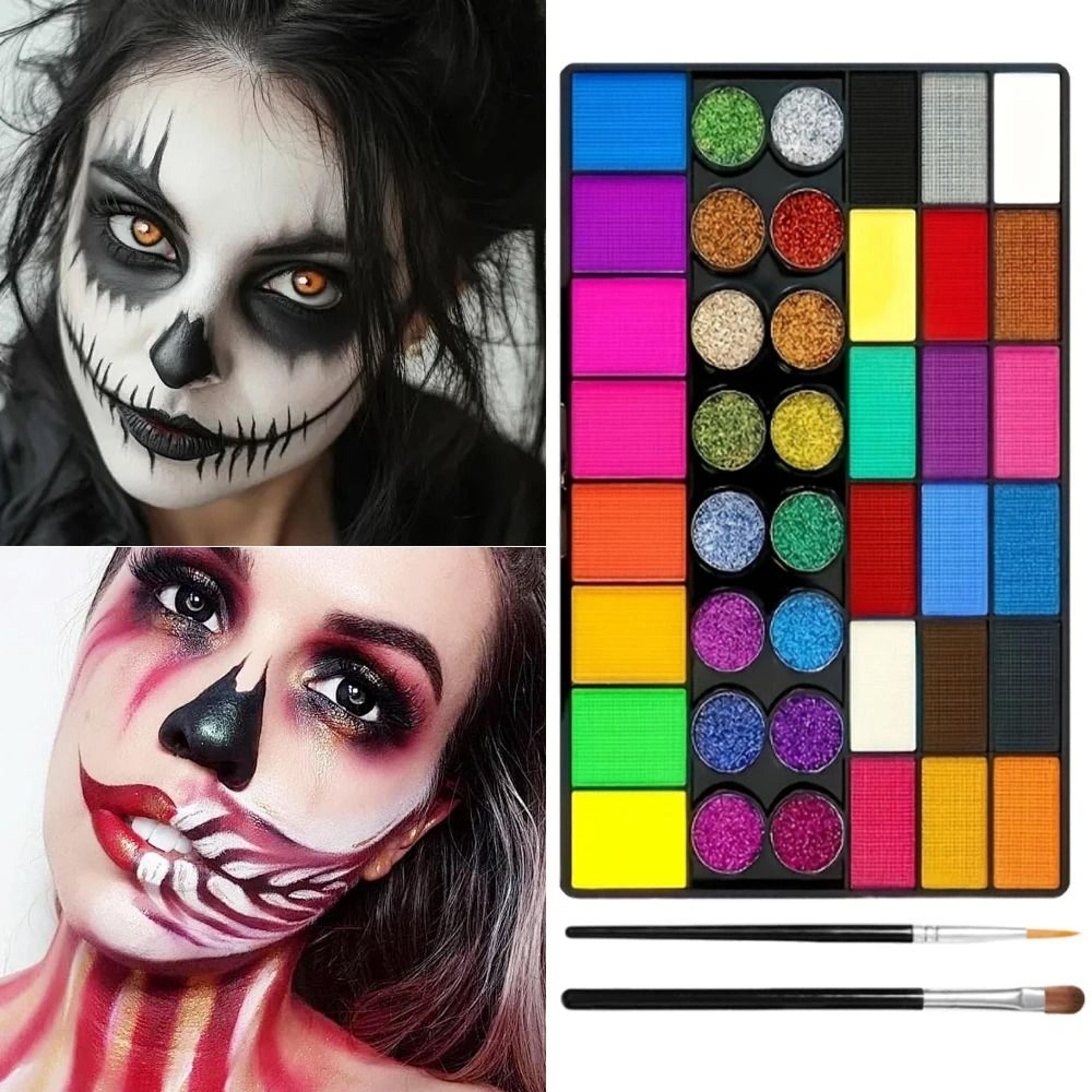 42Color Ultimate UV Neon Face Paint Set  Fluorescent Glitter  Art Makeup Palette 1