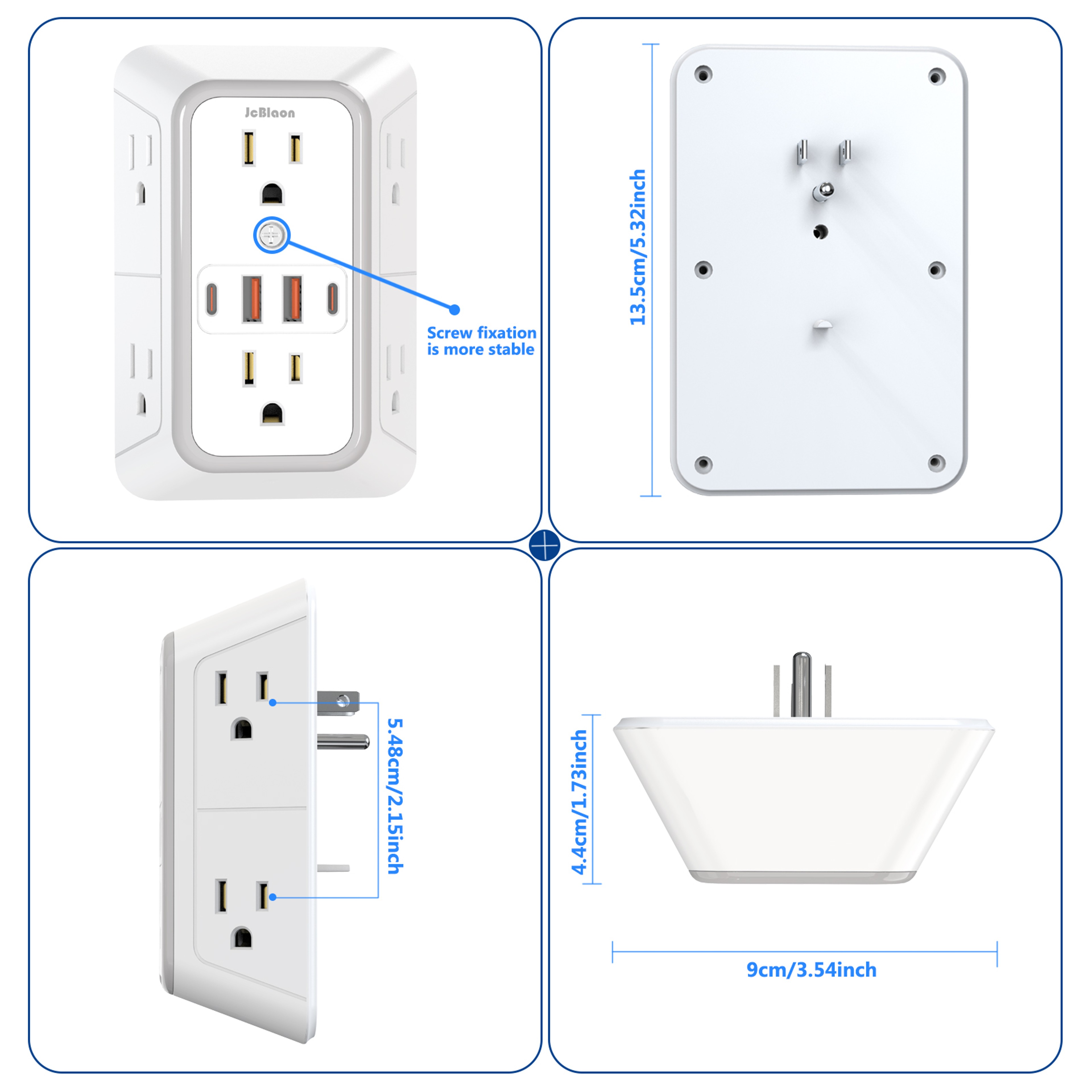 Universal Plug Power Strip, 6 AC Outlets & 4 USB Ports | Surge Protection & Fast Charging – view 6