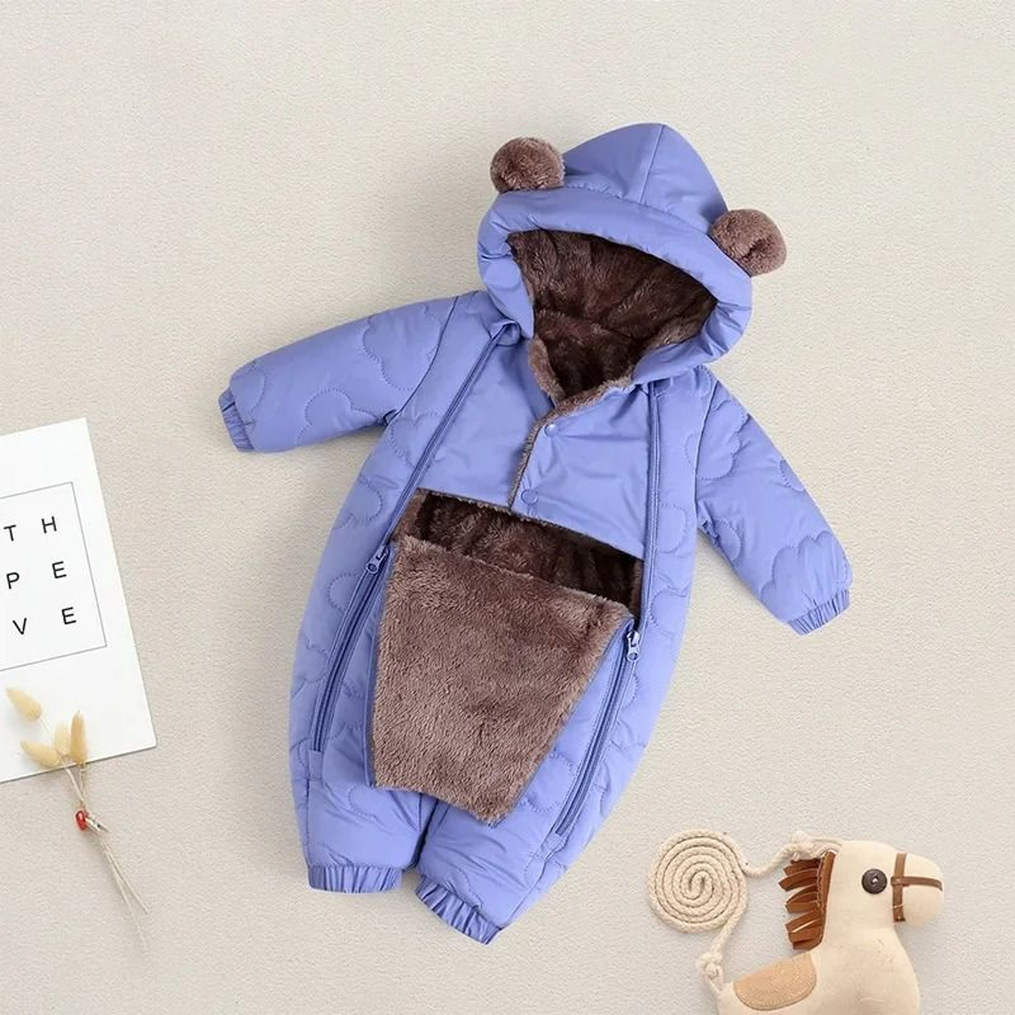 Thickened FleeceLined Bear Romper Snowsuit 4