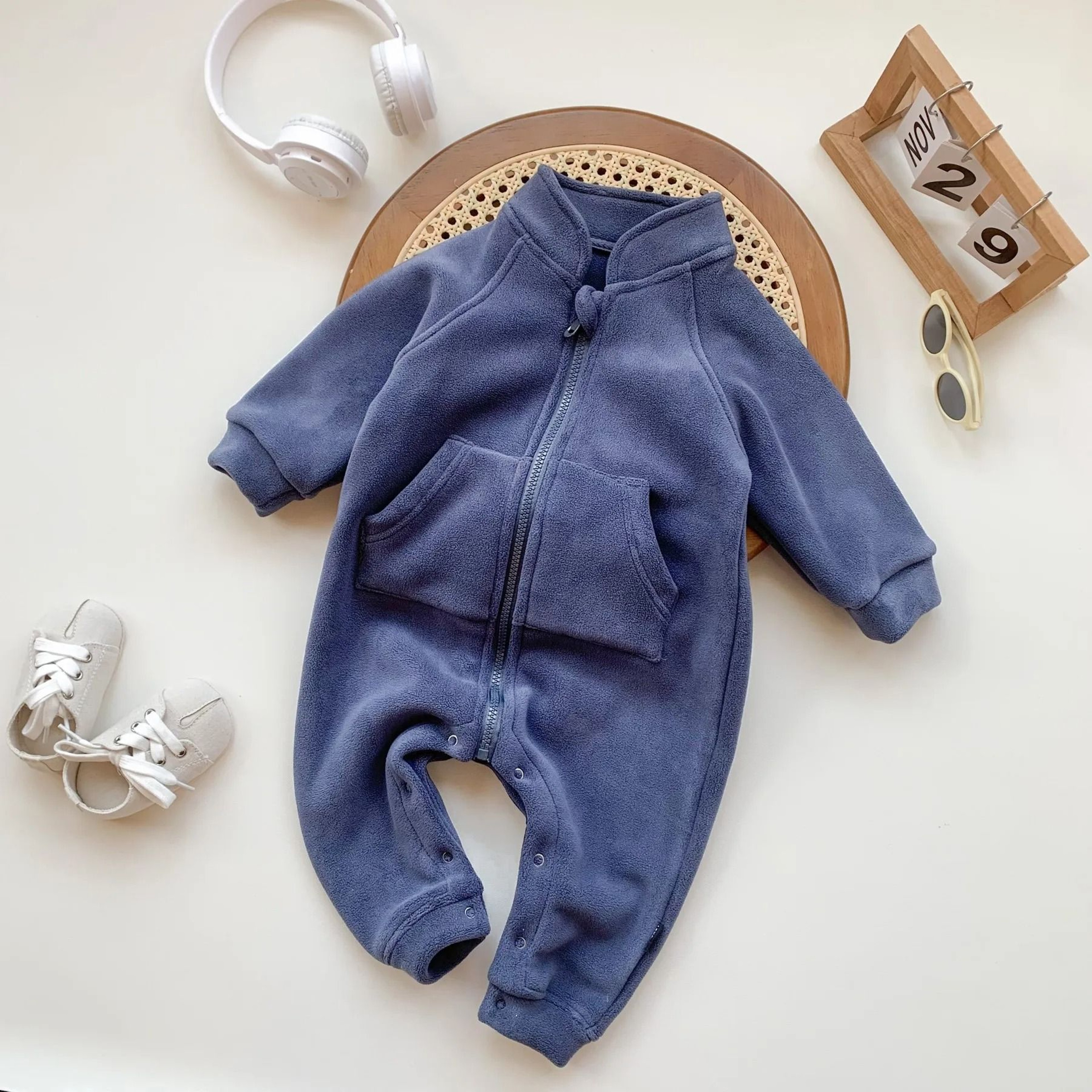 Korean Style FleeceLined Newborn Crawling Suit 7