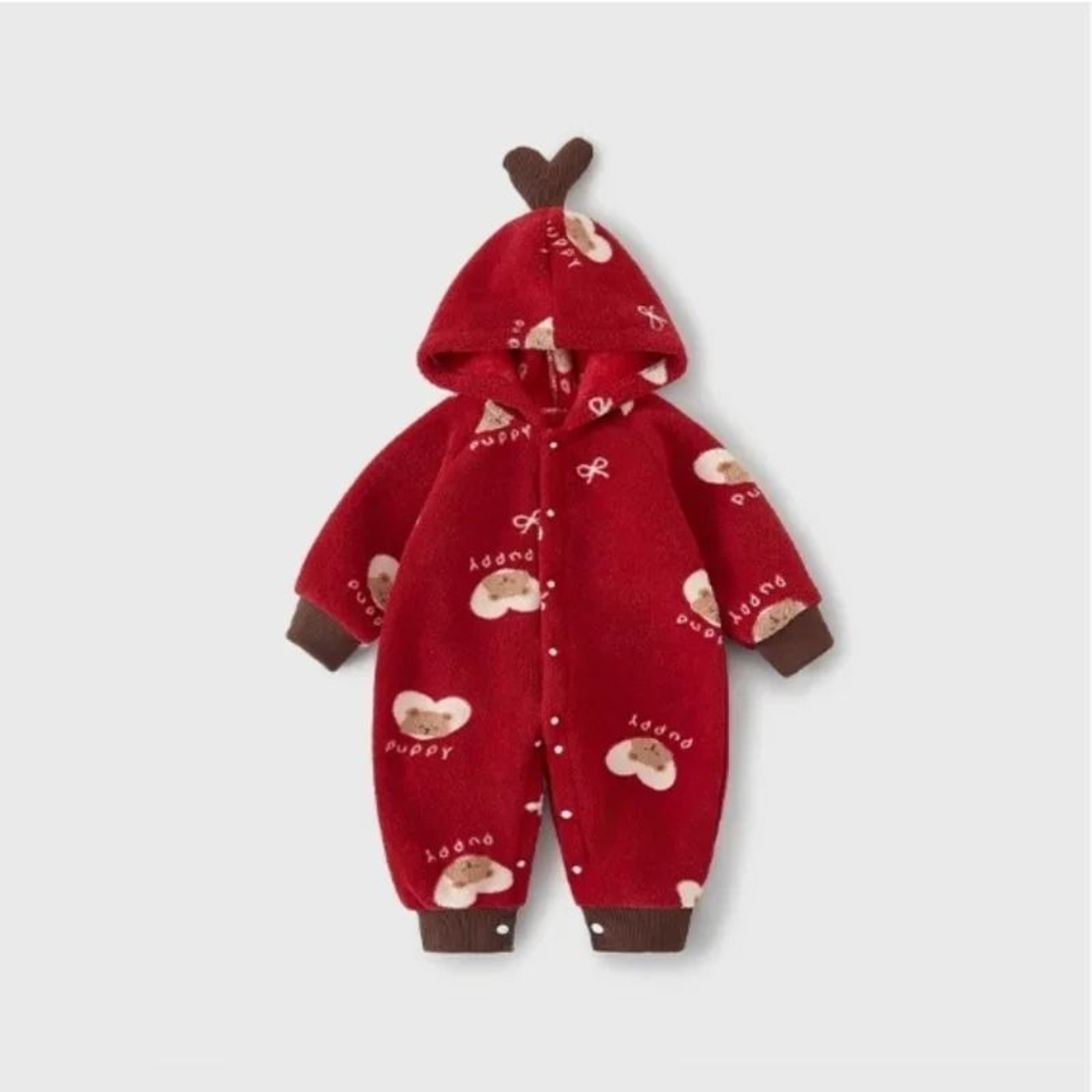 Autumn Winter Cute Animal Print Hooded Romper 6