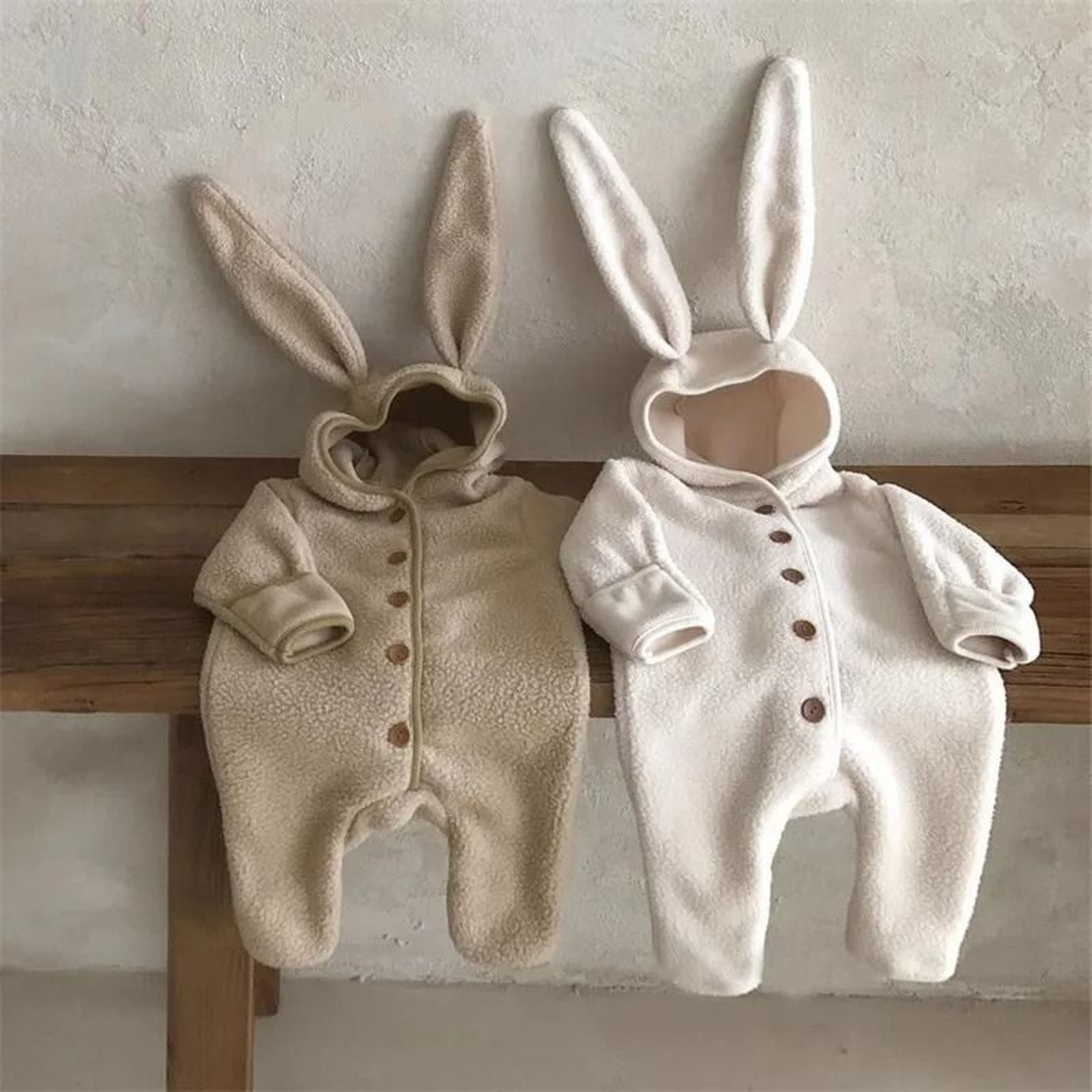 Rabbit Ears VelvetLined Warm Cardigan Romper 0