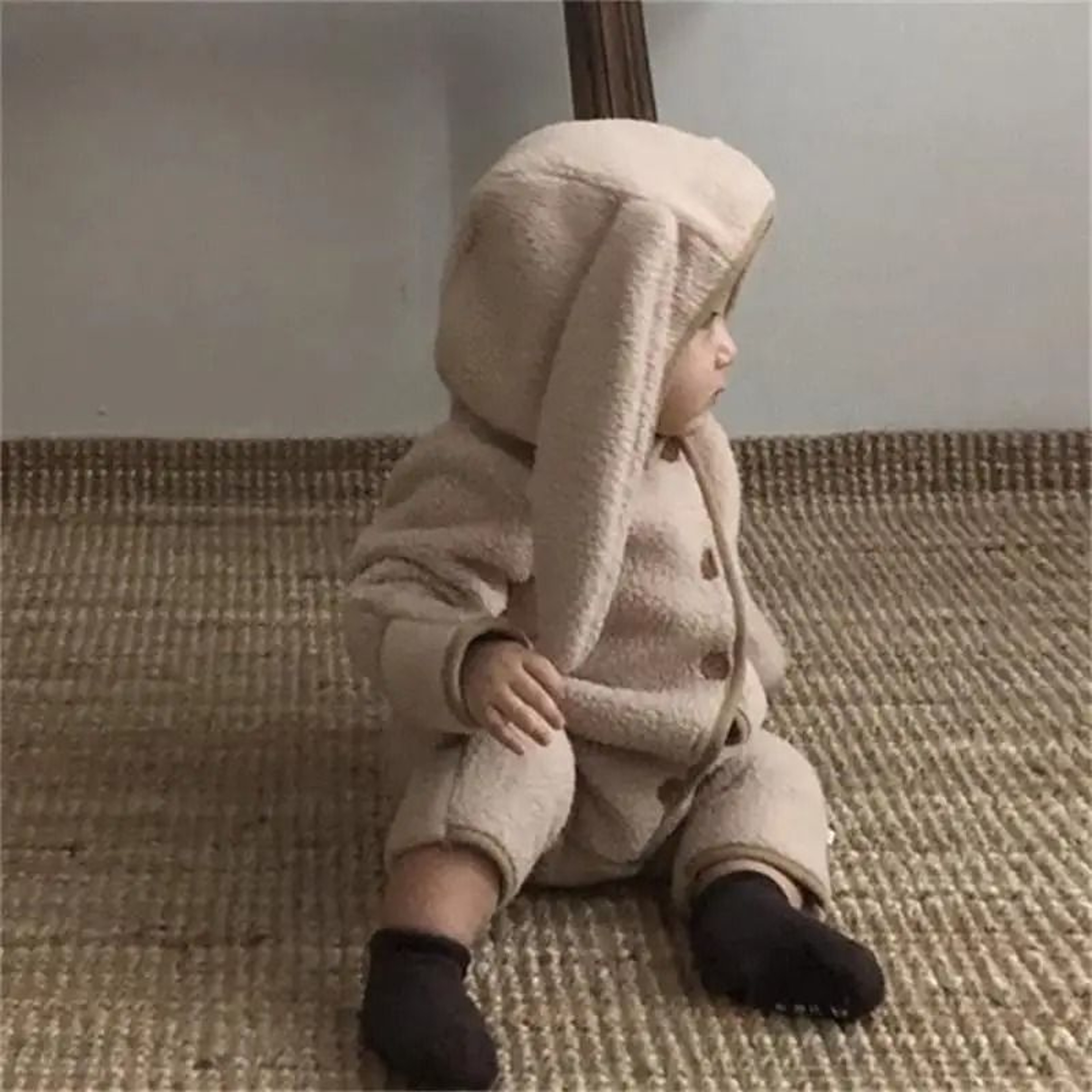 Rabbit Ears VelvetLined Warm Cardigan Romper 6
