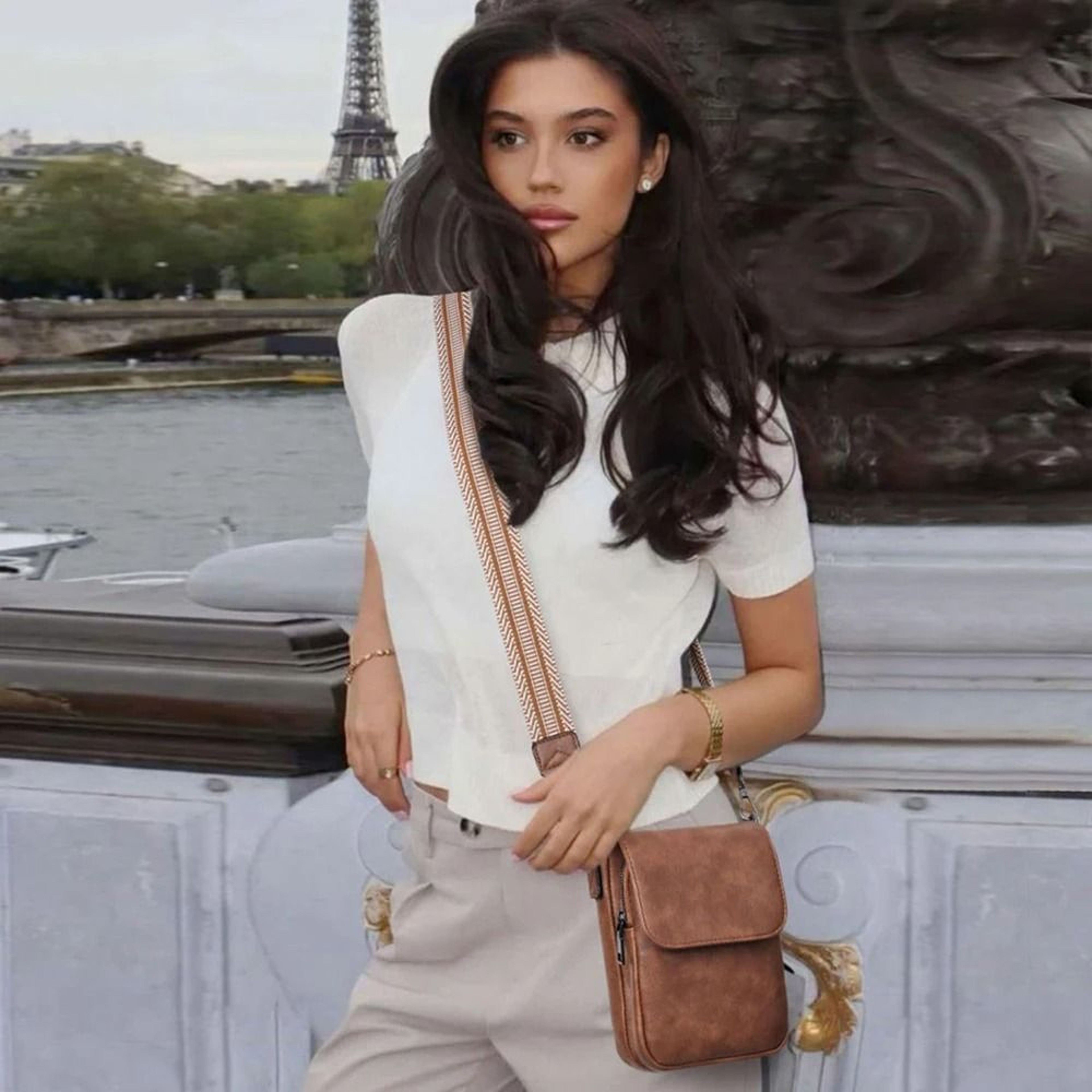 Vintage MultiCompartment Crossbody Shoulder Bag 1