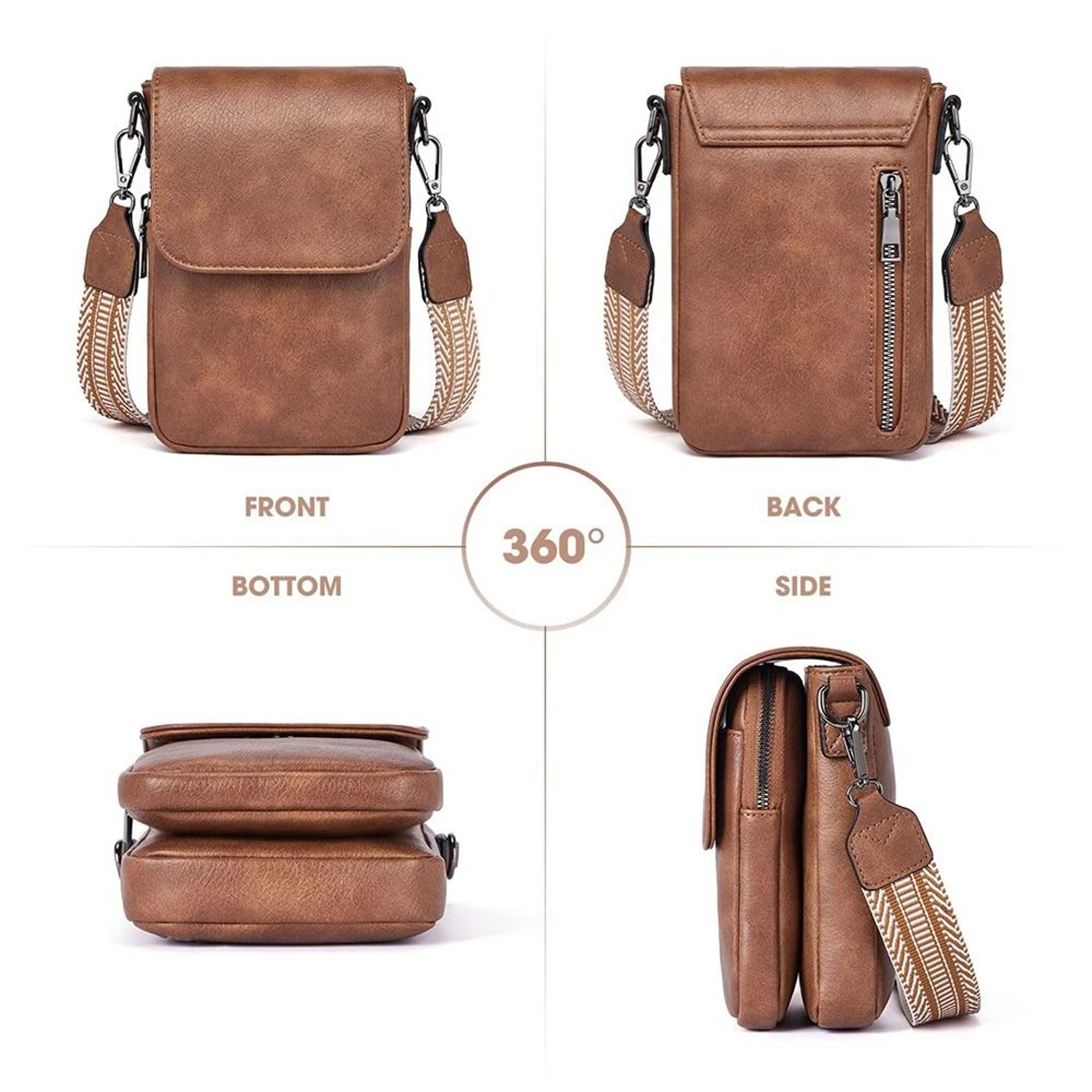 Vintage MultiCompartment Crossbody Shoulder Bag 2