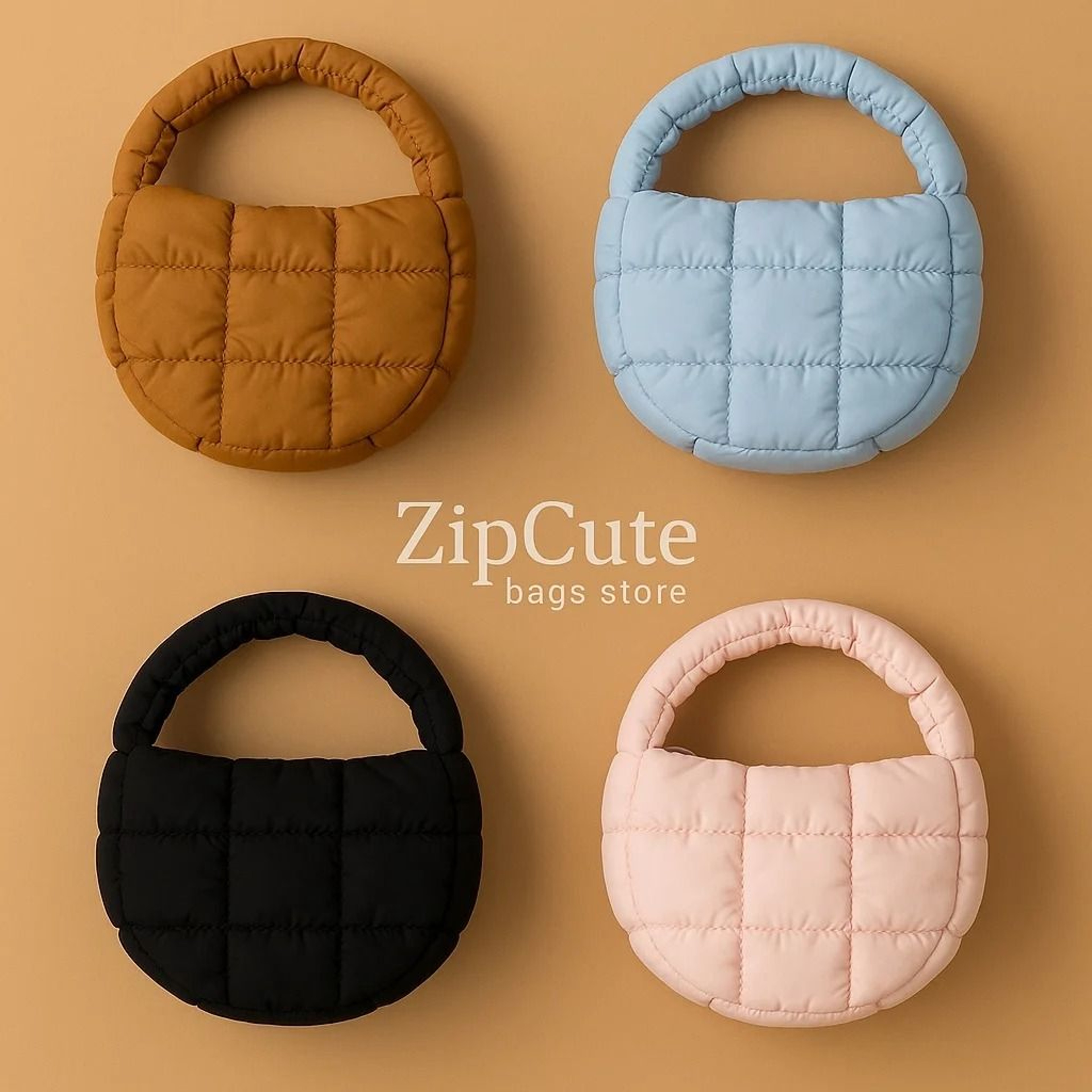 Fashion Mini Puffer Quilted Circle Handbag 0