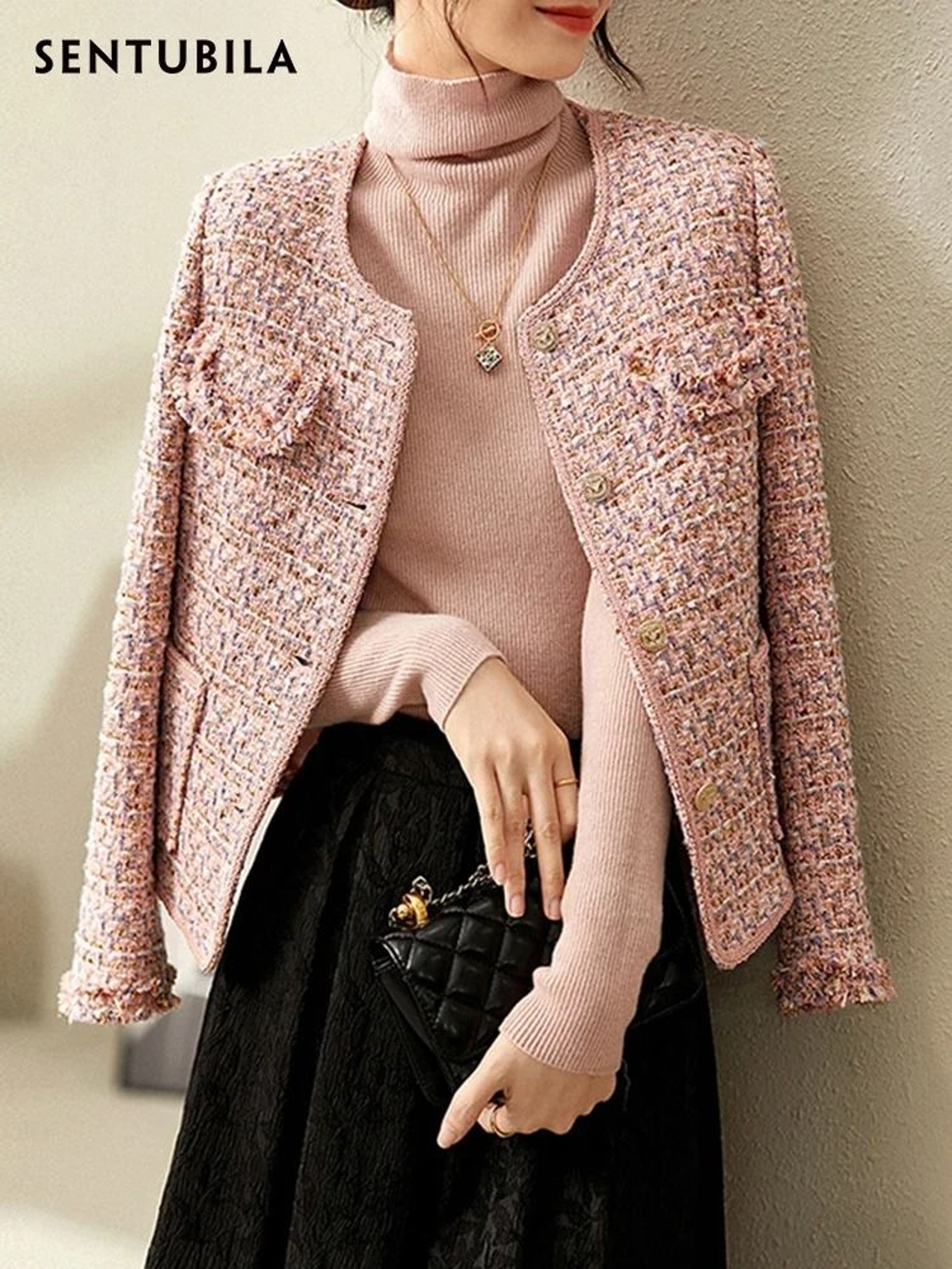 Elegant Textured Tweed Winter Jacket 1