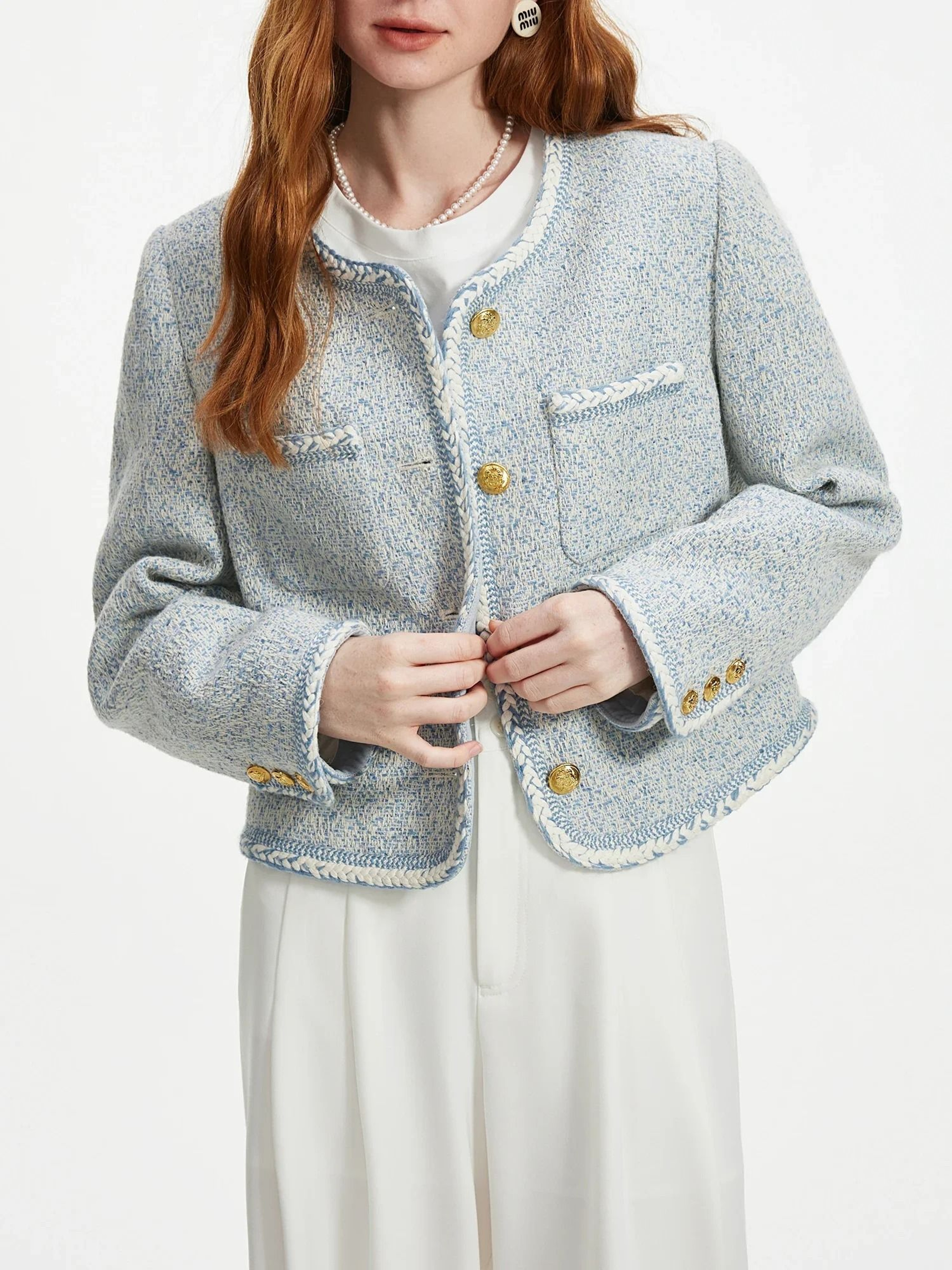 Wool Blend Temperament Tweed Jacket 0
