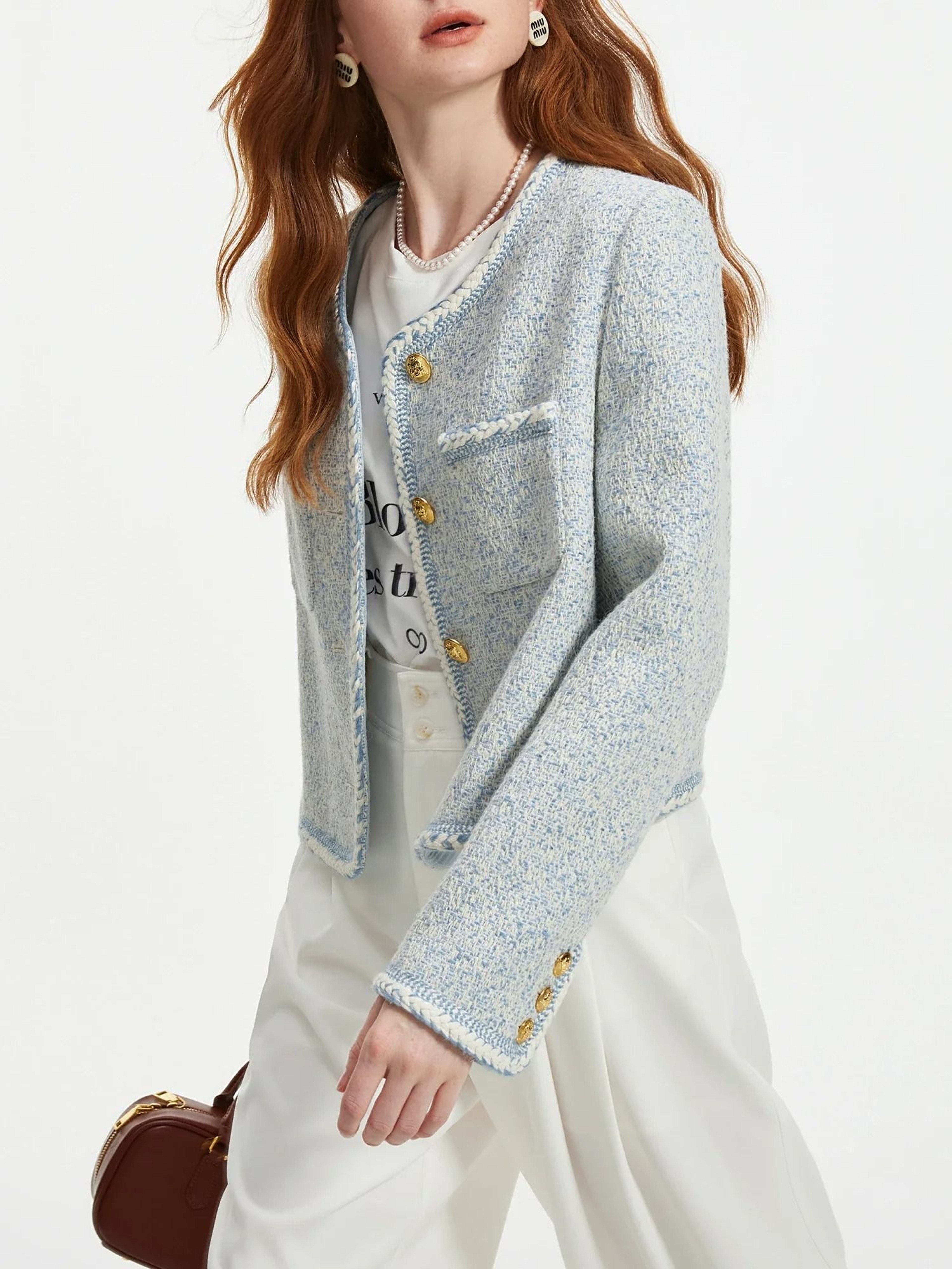Wool Blend Temperament Tweed Jacket 2