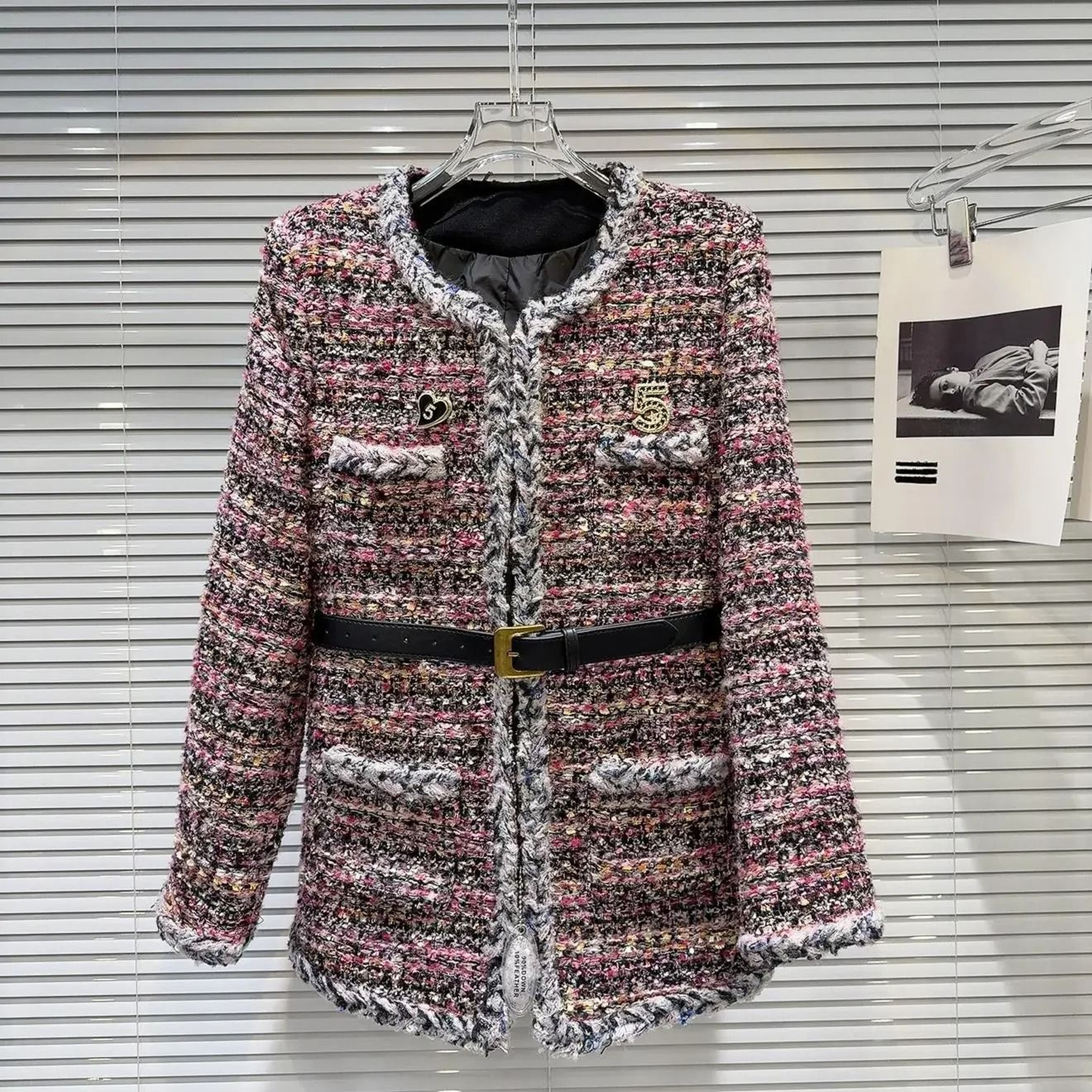 French Temperament Tweed DownLined Winter Coat 6